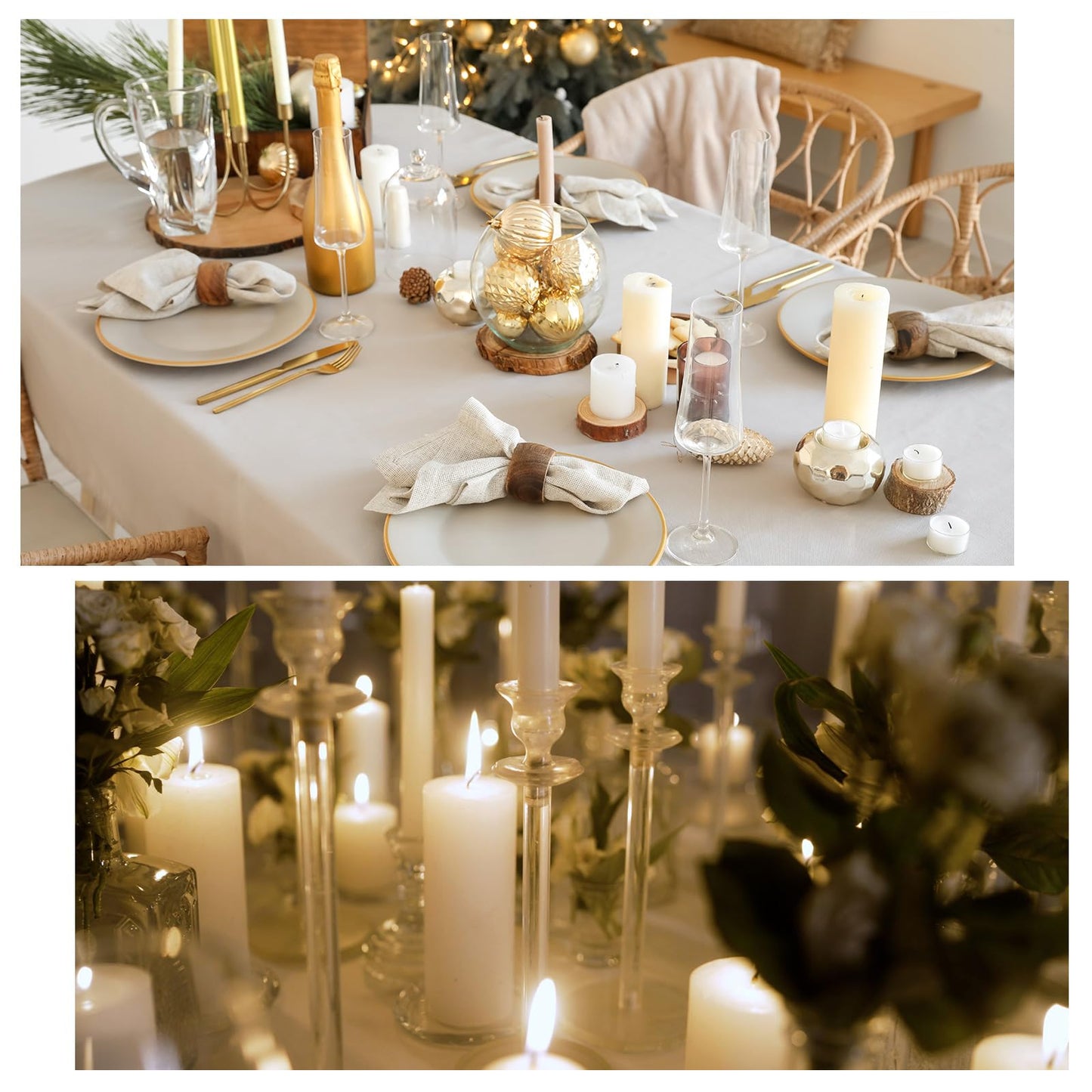 MTLEE 54 Pcs Unity Candles Set for Christmas Unity 4" 5" 6" White Pillar and 10'' Taper Candles Bulk Ceremony Wedding Decorations Accessories for Banquet Party Centerpiece Dining Home Decor