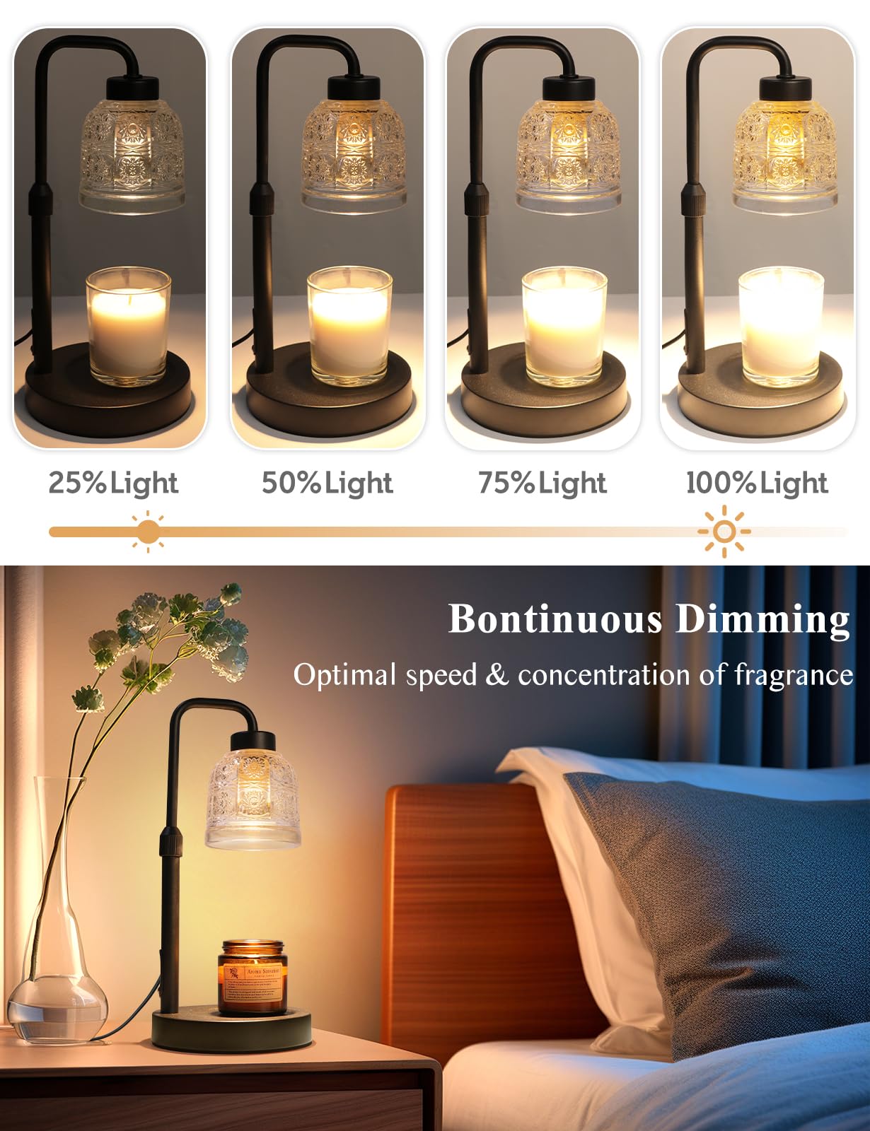 Yohonk Candle Warmer Lamp with Timer Dimmable, Adjustable Lamp Candle Warmer, Birthday Gifts for Women Mom, Wax Warmer Lamp for Scented Jar, House Warming Gifts New Home Decor