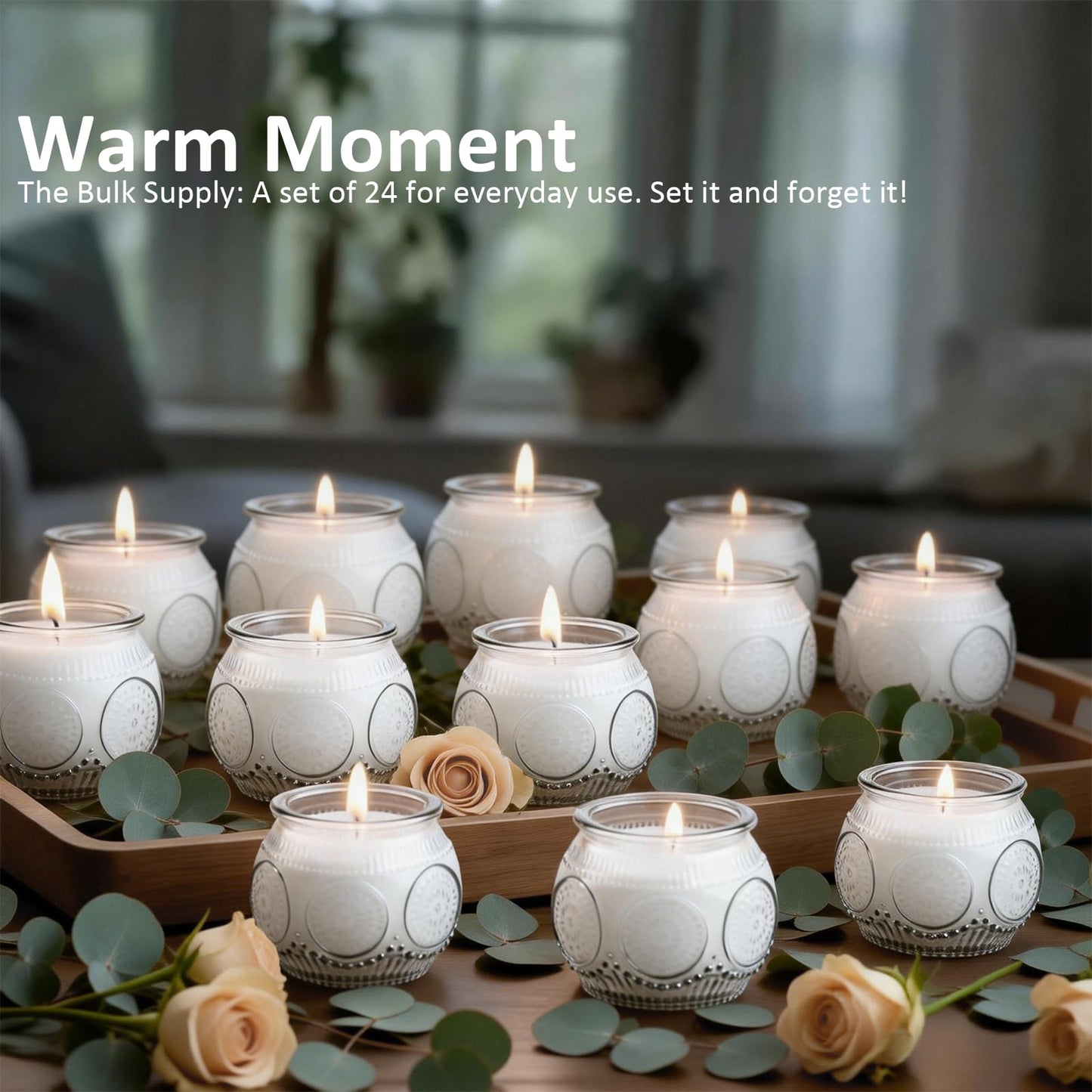 Veiuwa 24 Pack of 4 Oz Mini Soy Candles, Vanilla Scented Candle Set in Vintage White for Home, Gifts, Party Favors, Spa & Relaxation It's a Very Holiday Gift to Give to Family and Friends!