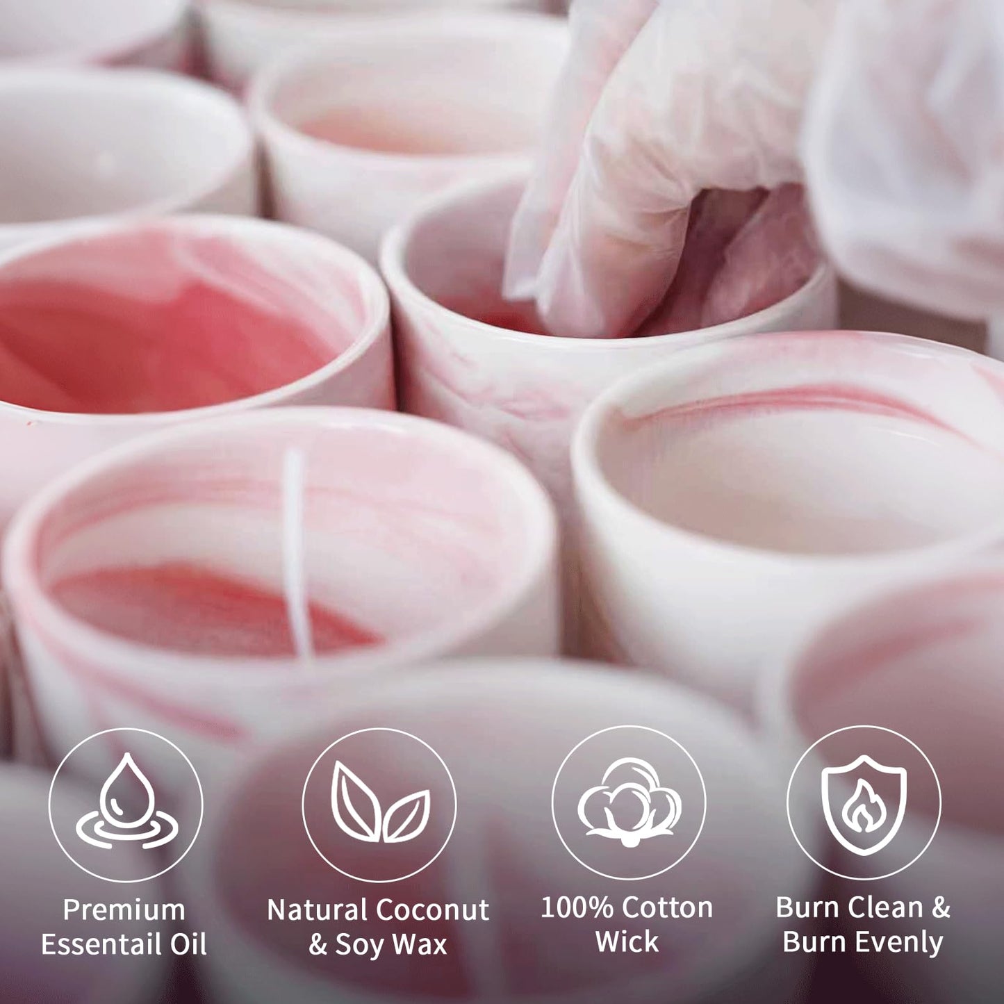 Rozzanguo Luxury Marble Jar Scented Candle | Women Men | Non Toxic 100% Natural Coconut & Soy Wax Blend Cotton Wick | Hand Poured Highly Scented Long Lasting (Amber & Bergamot, 7 Ounces)