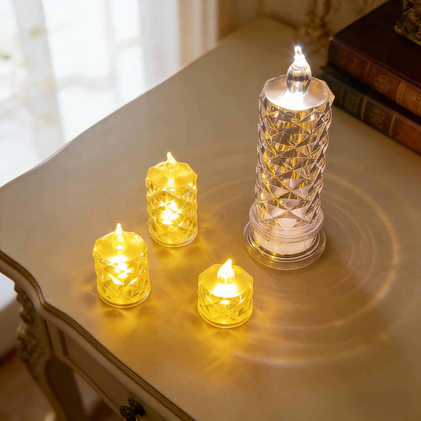 Aloelcap 4PCS Battery Operated Candles, Christmas Decorations Flameless Candle, Valentines Proposal Anniversary Wedding for Birthday Party Decoration