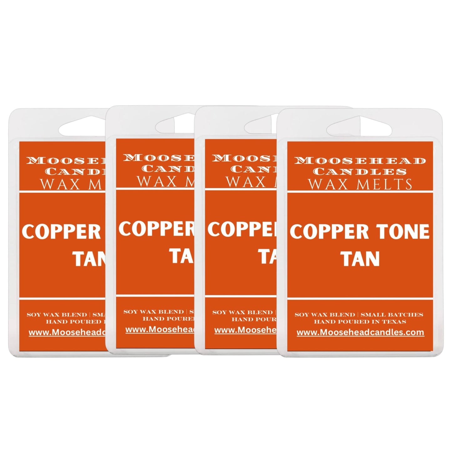 Moosehead candles Copper-Tone Glow Wax Melts – 4 Pack Suntan Lotion Scented Wax Melts – Summer Beach Fragrance, Soy Wax, Handmade, Long-Lasting, Pet Safe, 6 Cubes Per Tray