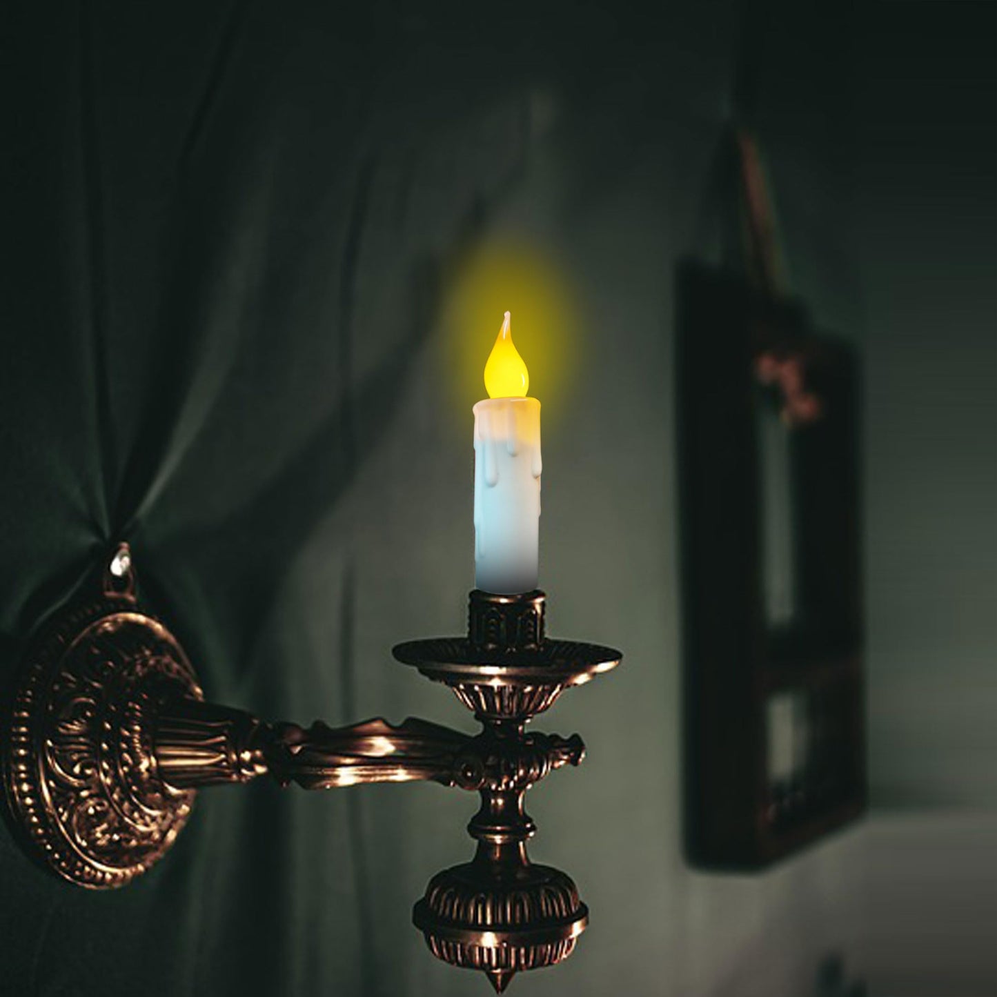 Flameless Short Taper Candles Battery Operated with Timer,4.75 Inch White LED Candlesticks Flickering Dinner Candle for Christmas Halloween Decorations,Set of 2 PCS