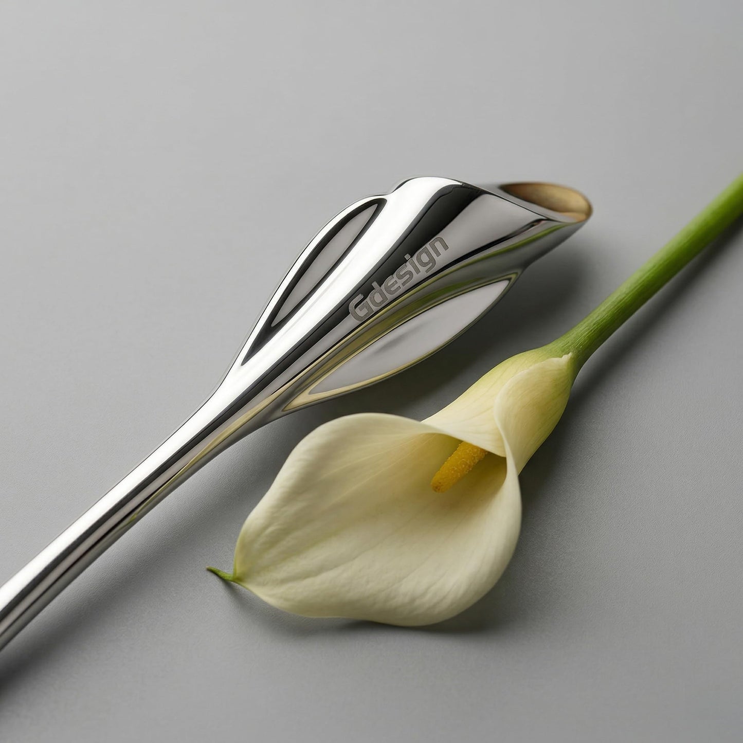 Gdesign Calla Lily Fork Set – Elegant Stainless Steel Base Holder with 3 Mini Forks (5.12"), Perfect for Appetizers, Fruit, Dessert, Cake & Salad, Gift Box Included