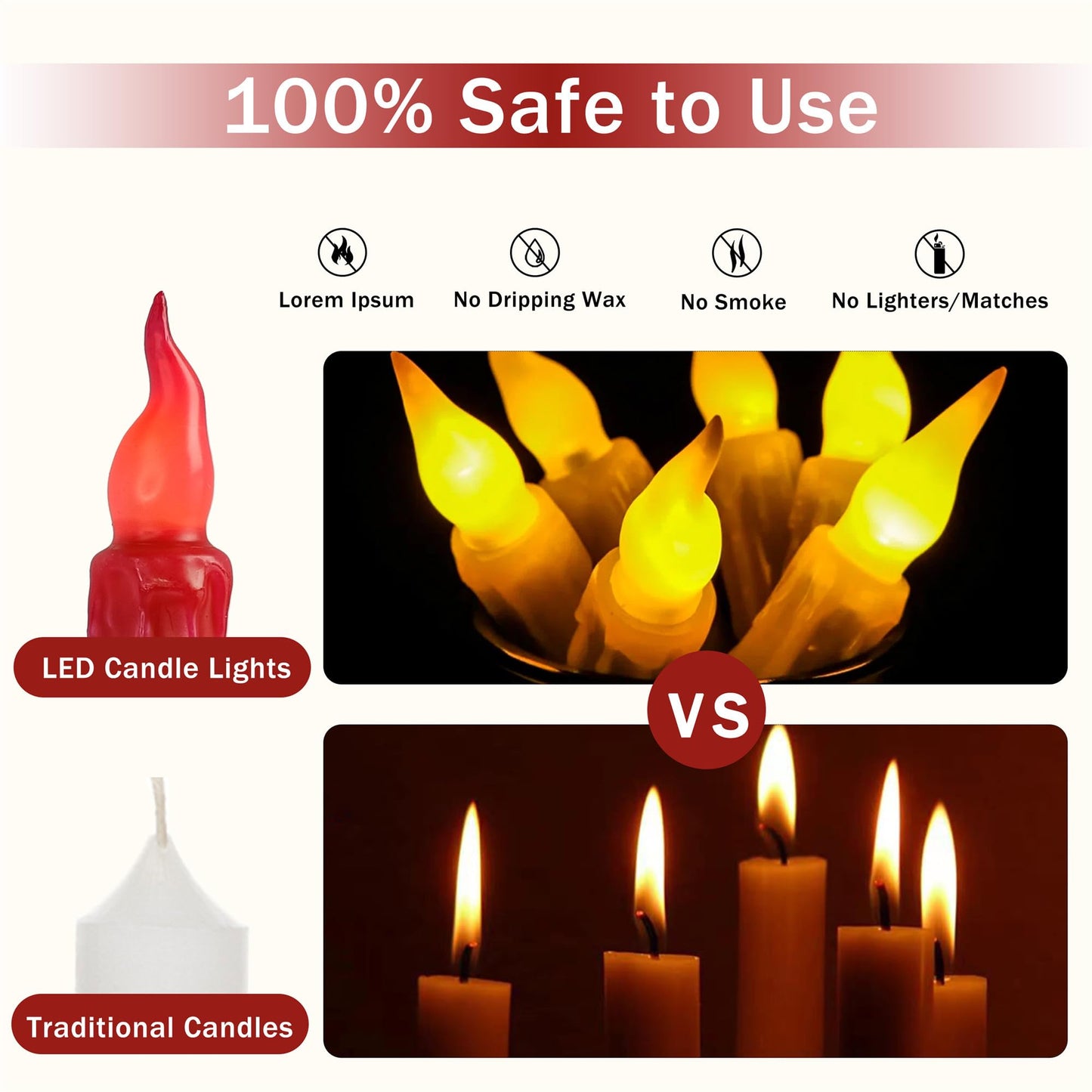 Gedengni Red Candlesticks Flameless Taper Candle, 4pcs Short LED Tapered Candles Remote Dipped Candle 6inch Battery Chandelier for Enchanting Christmas Harry Potter Inspired Vigils,R