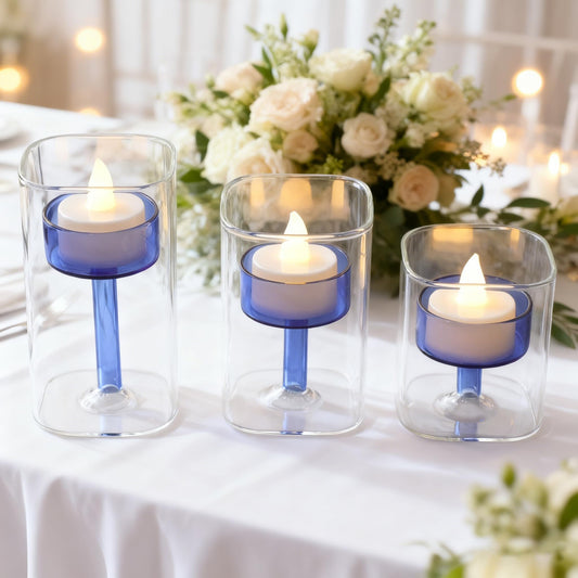 Maimeili Glass Candle Holder Hurricane Crystal Decorative Candle Fits Standard Tealight for Table Wedding Dinning Centerpieces Party Supplies Home Decor