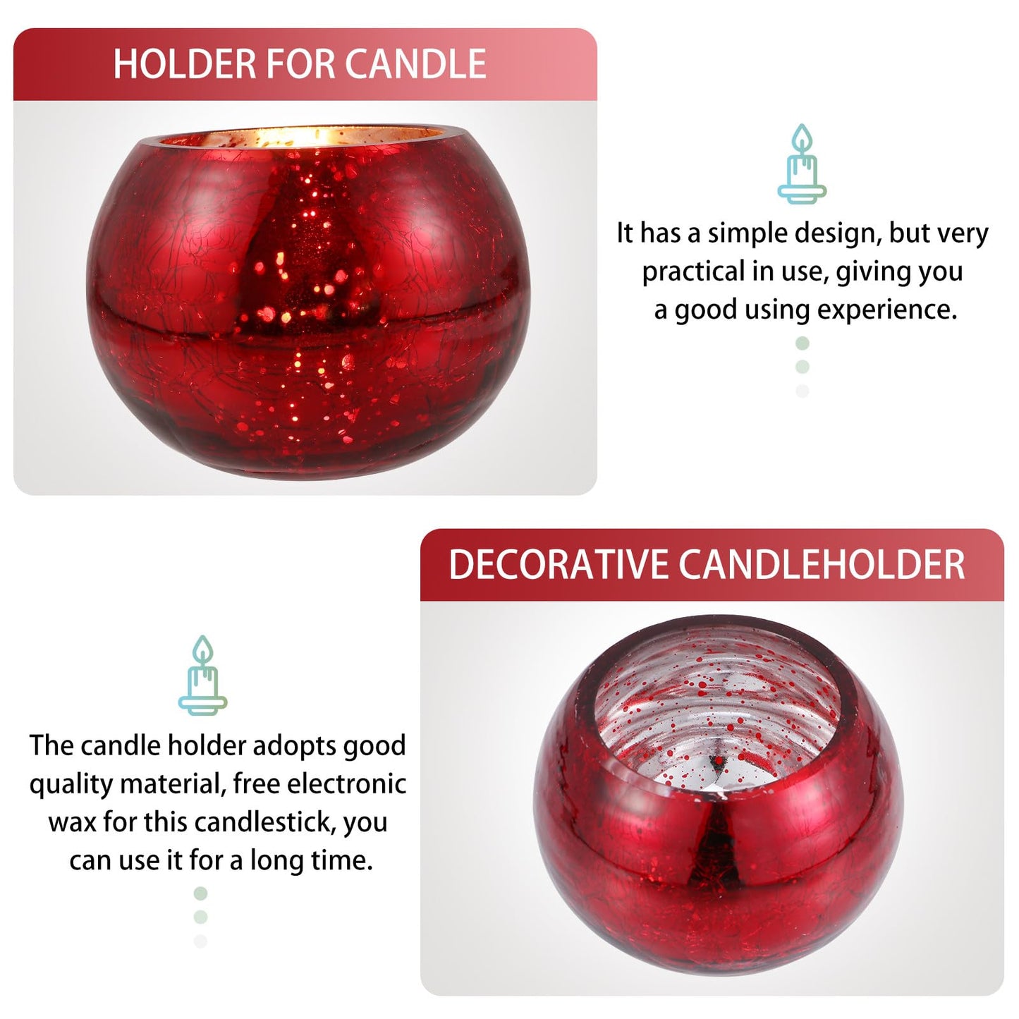 LOEFLIFA Premium Frosted Glass Candle Holder Romantic Red Candle Cup for Valentine's Day Wedding Decor Elegant Table Centerpiece for Home and Party Ambiance