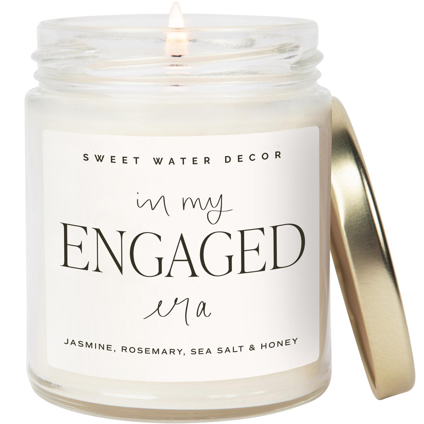 Sweet Water Decor in My Engaged Era Candle - Engagement and Bridal Shower Gifts for Woman - 9 oz Soy Candle in Clear Jar with 40+ Hours Burn Time, Made in the USA