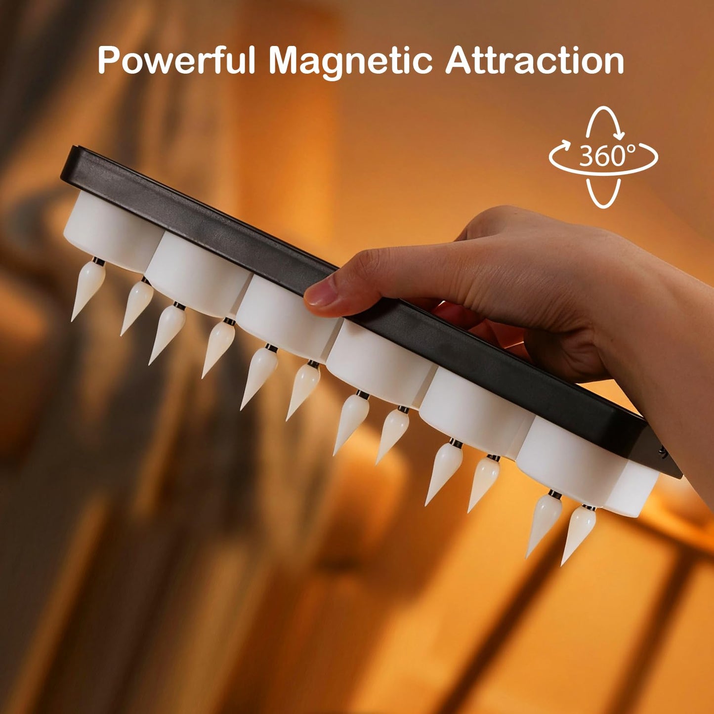 yunsheng Magnetic Rechargeable Tea Light Candles with Black Charging Base and Remote Timer, 12Pcs Battery Operated Tea Lights, LED Flameless Votive Candles for Home Wedding Party Decor(White)