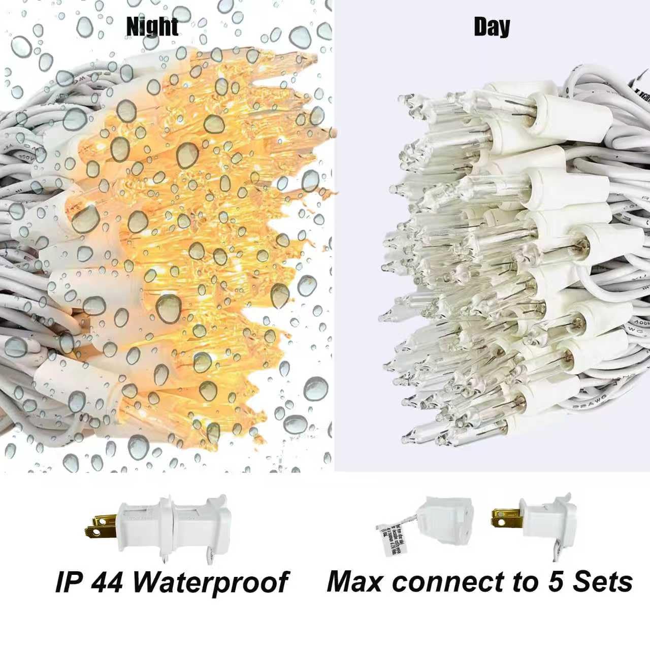 Christmas Lights Warm White,Incandescent Light String White Wire Indoor Outdoor, 200 Counts(2x100) 45 FT Length,Tree Light, Holiday Decorations in Party Yard,Spring Summer (White-Warm White)