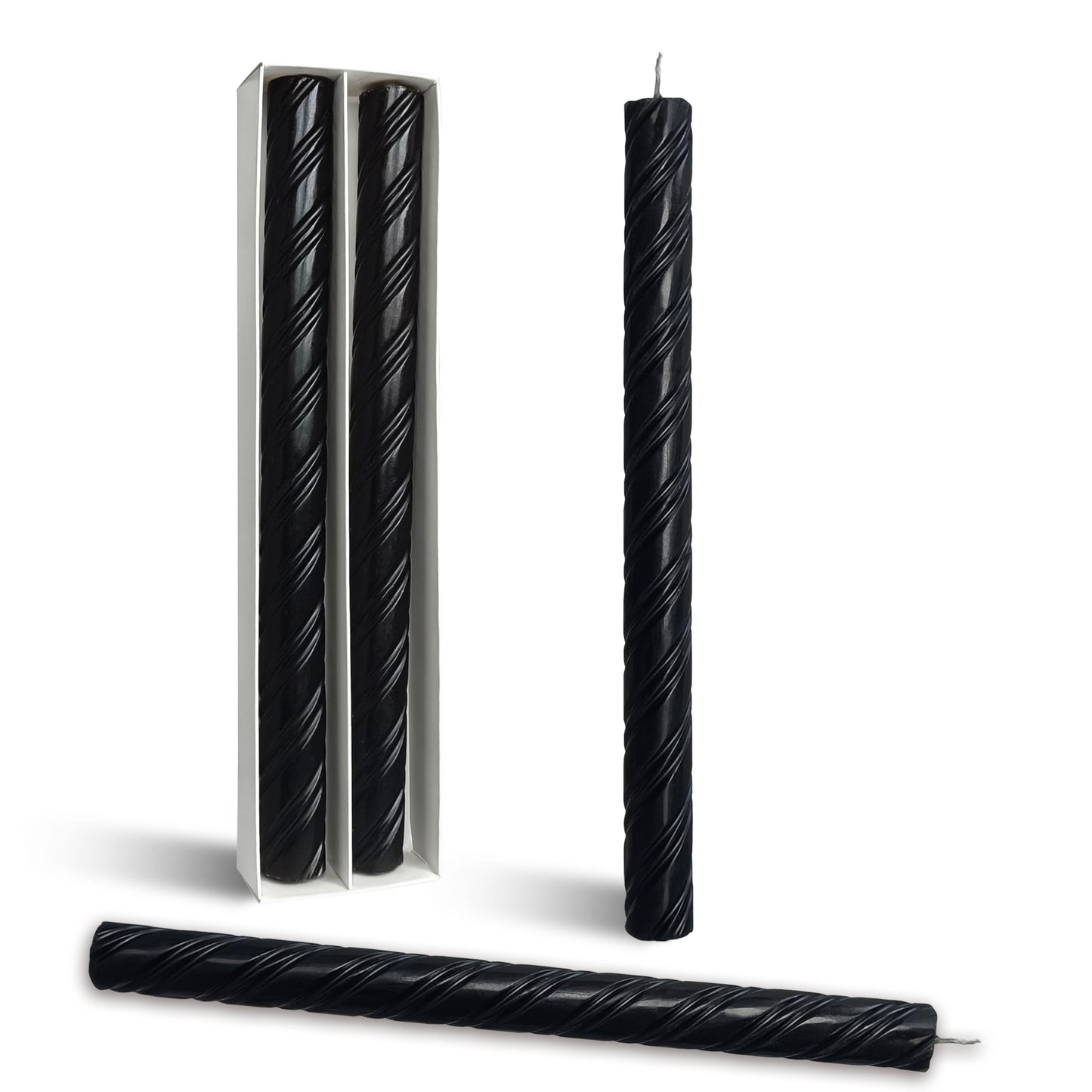 Dripless Twisted Taper Candles Black Smokeless Tall Candlesticks 10 Inch Handmade Long Lasting Burn Candles Unscented Candle Sticks for Party Gifts Home Decor 2 Pcs