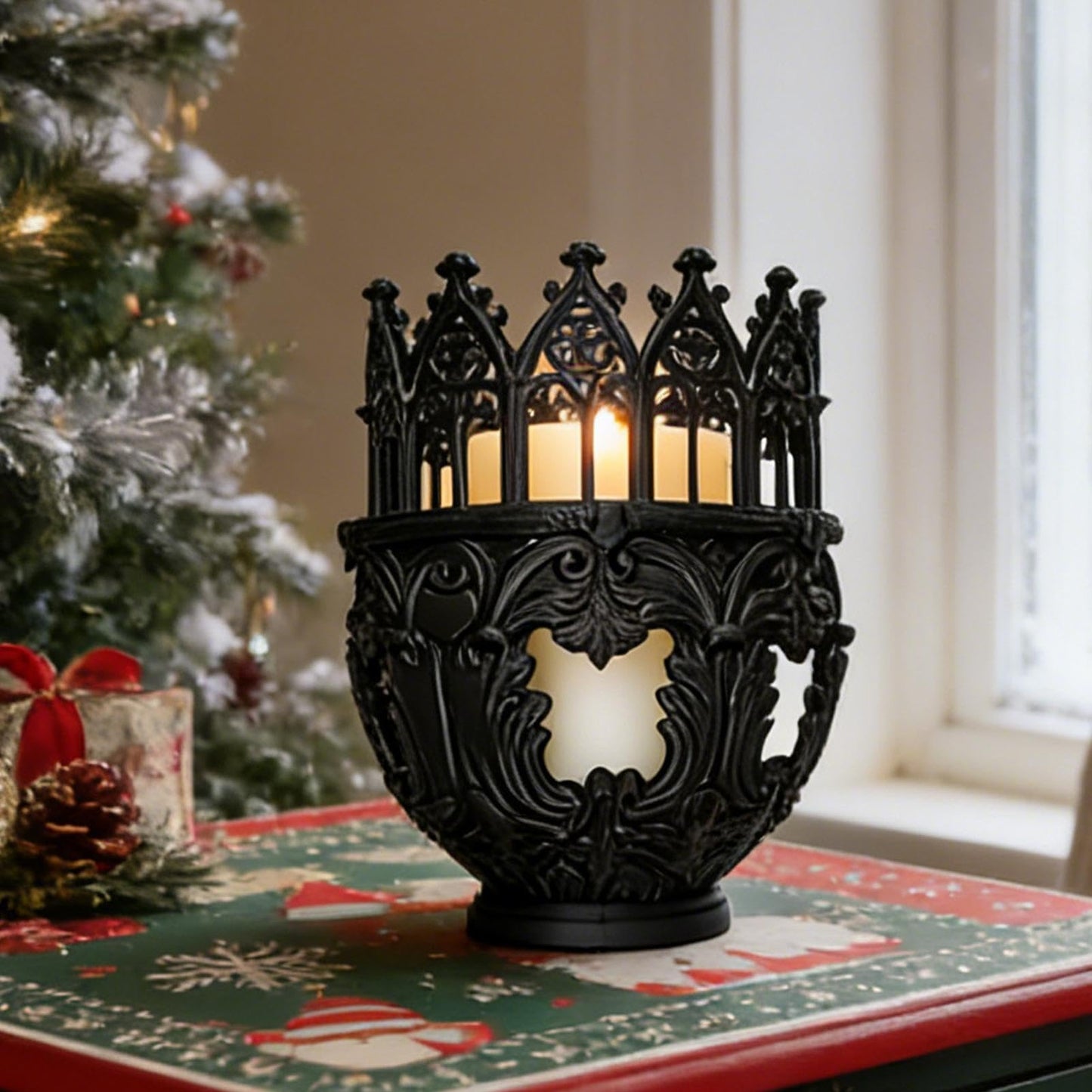 Candle Holders for Pillar Candles - Cathedral Design Table Centerpiece - Candlelight Stand | for Home Dinner Room Fireplace Mantel Farmhouse Wedding