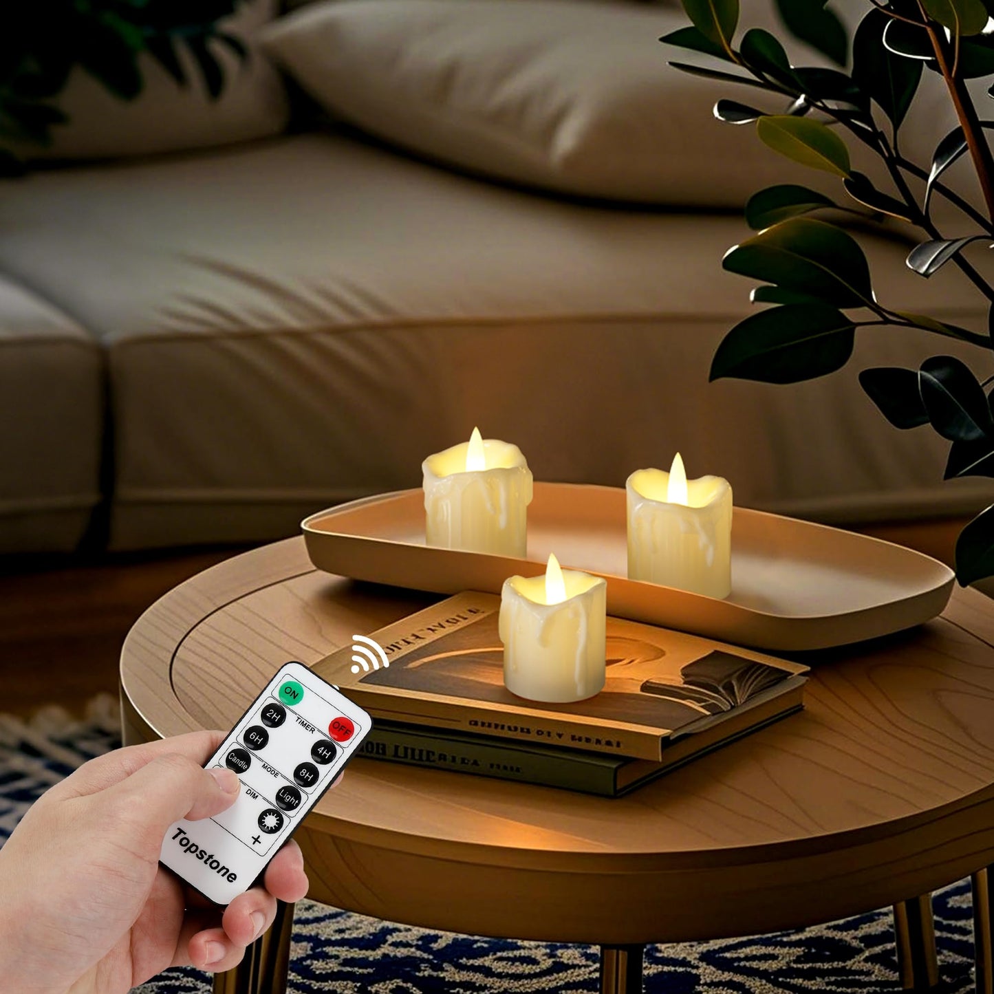 Topstone Flameless Candles 12 Pack with 2 Remotes Timer,Battery LED Tealights,Electric Candles,400H Long Lasting CR2450,Flickering or Steady Light,Dimmable for Home Decor Wedding Christmas