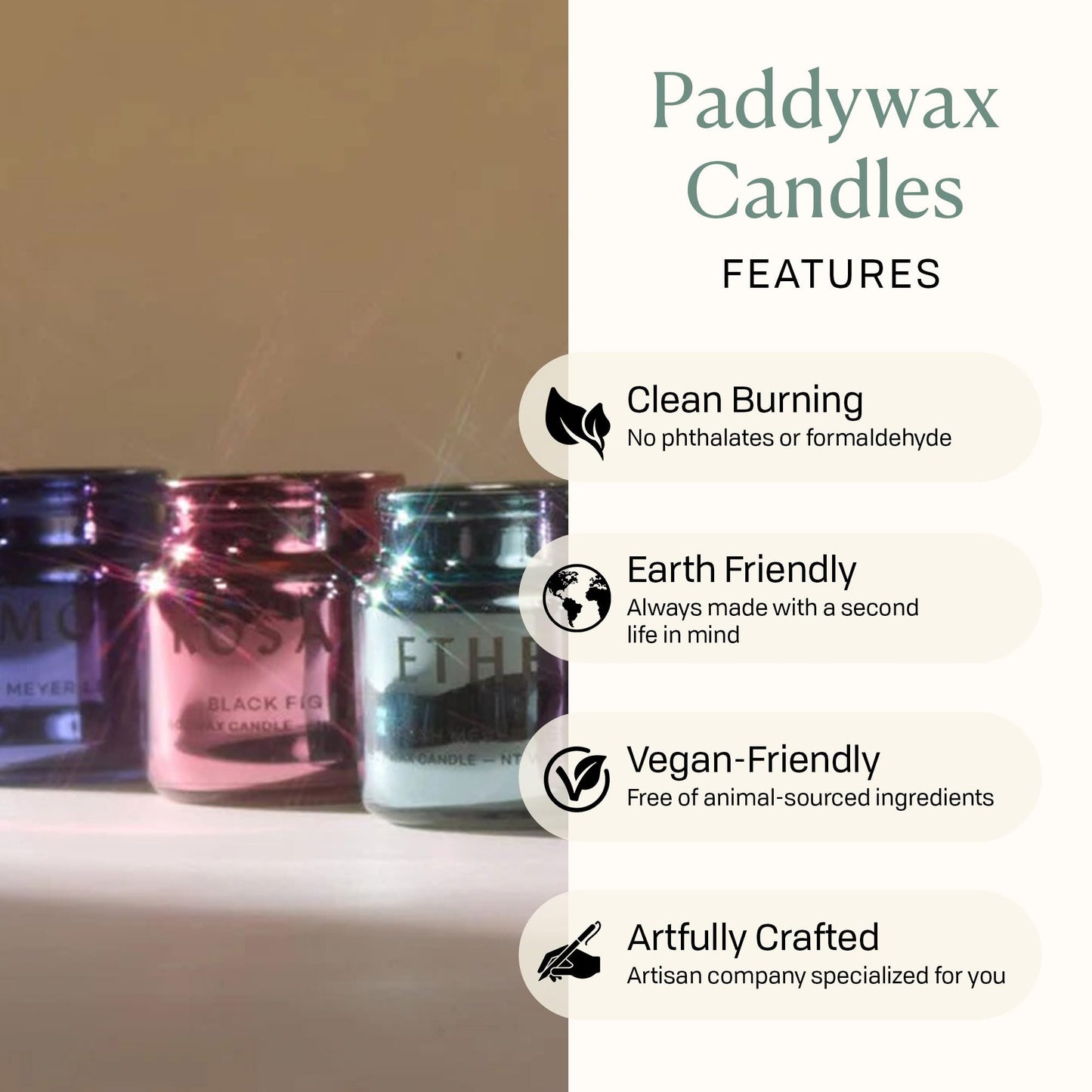 Paddywax Chroma Scented Candle with Lid in Reusable Metallic Etched Glass Jar, Clean- Burn Soy Candle with Approx. 14 Hour Burn Time, Marine – Ether, Ozone & Sage, 2.5 oz