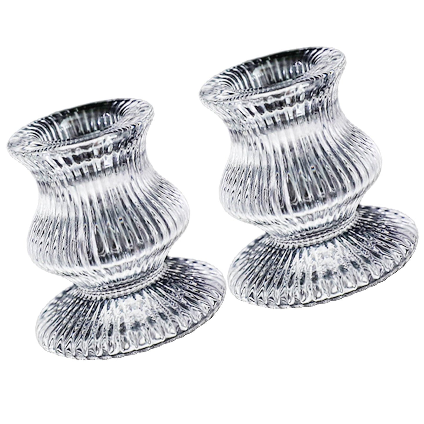 Sophisticated Glass Taper Holders Set of 2 for Wedding Celebration & Festival Home Decors Clear Accessories Wedding Table Decors