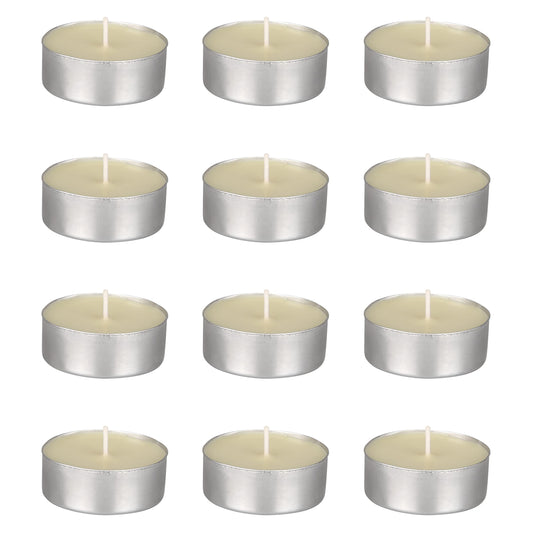 Mega Candles 12 pcs Unscented Oversize Ivory Tea Lights Candles, Pressed Wax Candle 12 Hour Burn Time, Home Décor, Wedding Receptions, Occasions, Events, Meditations, Tranquility, Spa