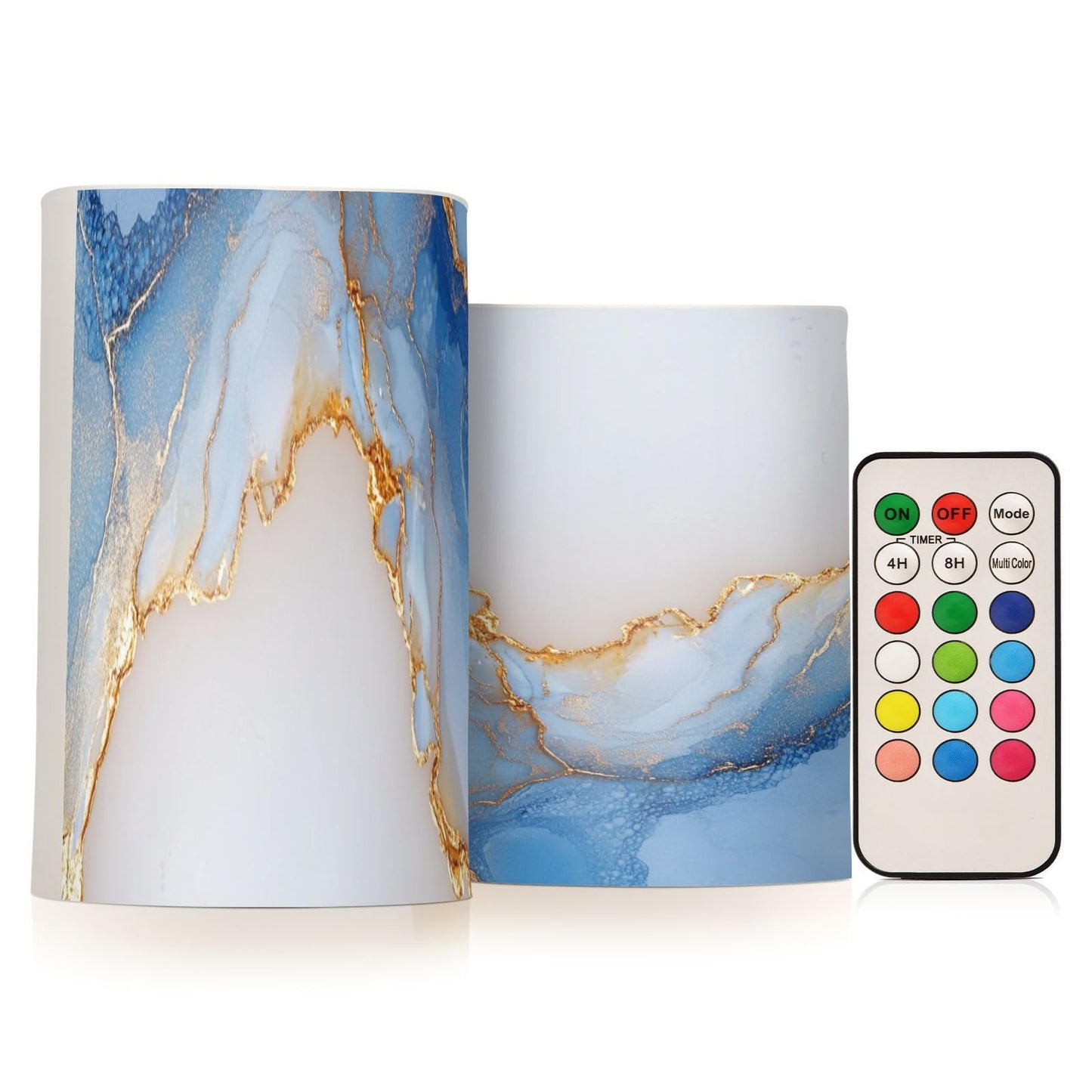 Zathe Flameless Pillar Candle Color Changing Led Flameless Candles for Dining Room Table Marble White White