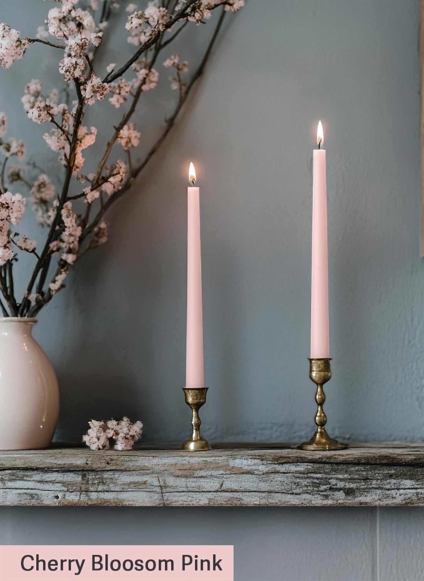 Homeology 12pk 10" Classic Taper Candles, Pink Shades, 7-8 Hours Long Burning, Unscented Tall Candlesticks