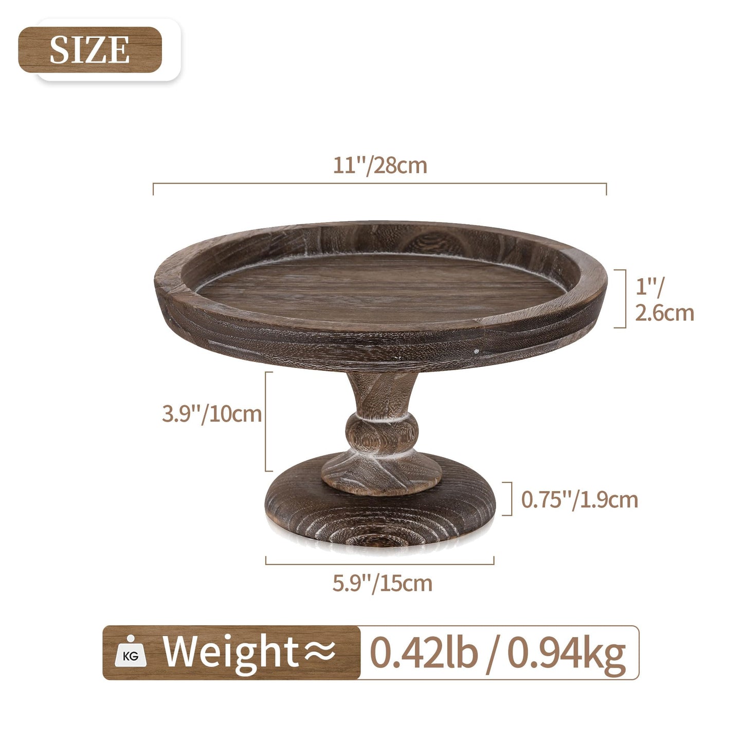 Hanobe Display Riser for Farmhouse Decor: Rustic Wooden Risers Round Decorative Pedestal Plate Stand Holder Tray for Candle, Cupcake, Plant