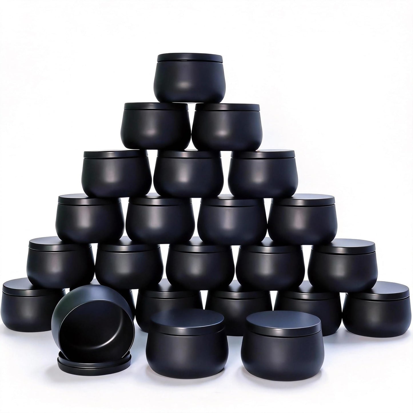 24 Pack 8oz Matte Full Black Candle Tins for Making Candles - Bulk Metal Candle Containers with Lids. Empty Round Candle Jars for DIY & Travel. Shatterproof & Sturdy Vessels for Small Business.
