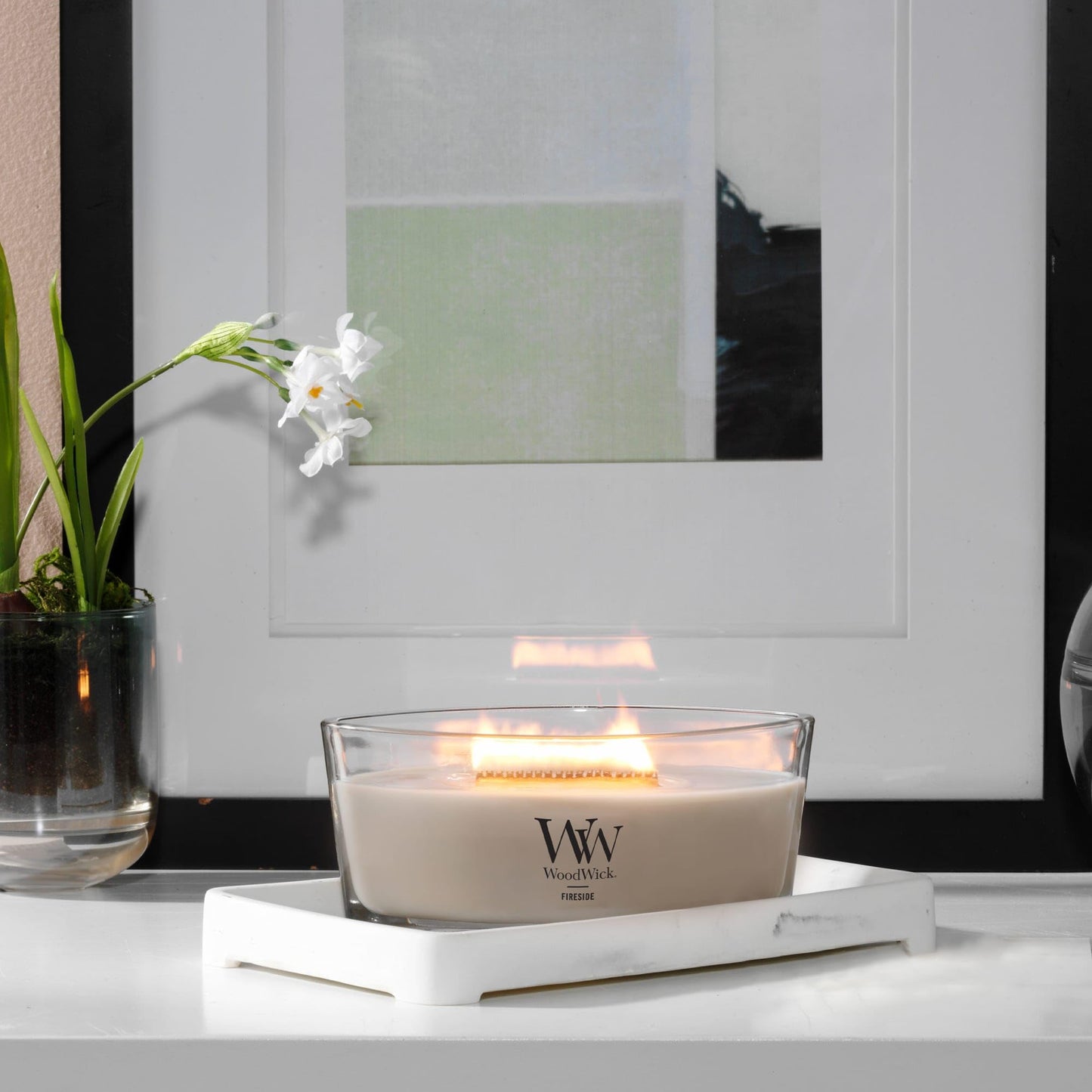 WoodWick Fireside Holiday Candle Gifts for Women and Men, 16 oz Ellipse Candle with Crackling Wick