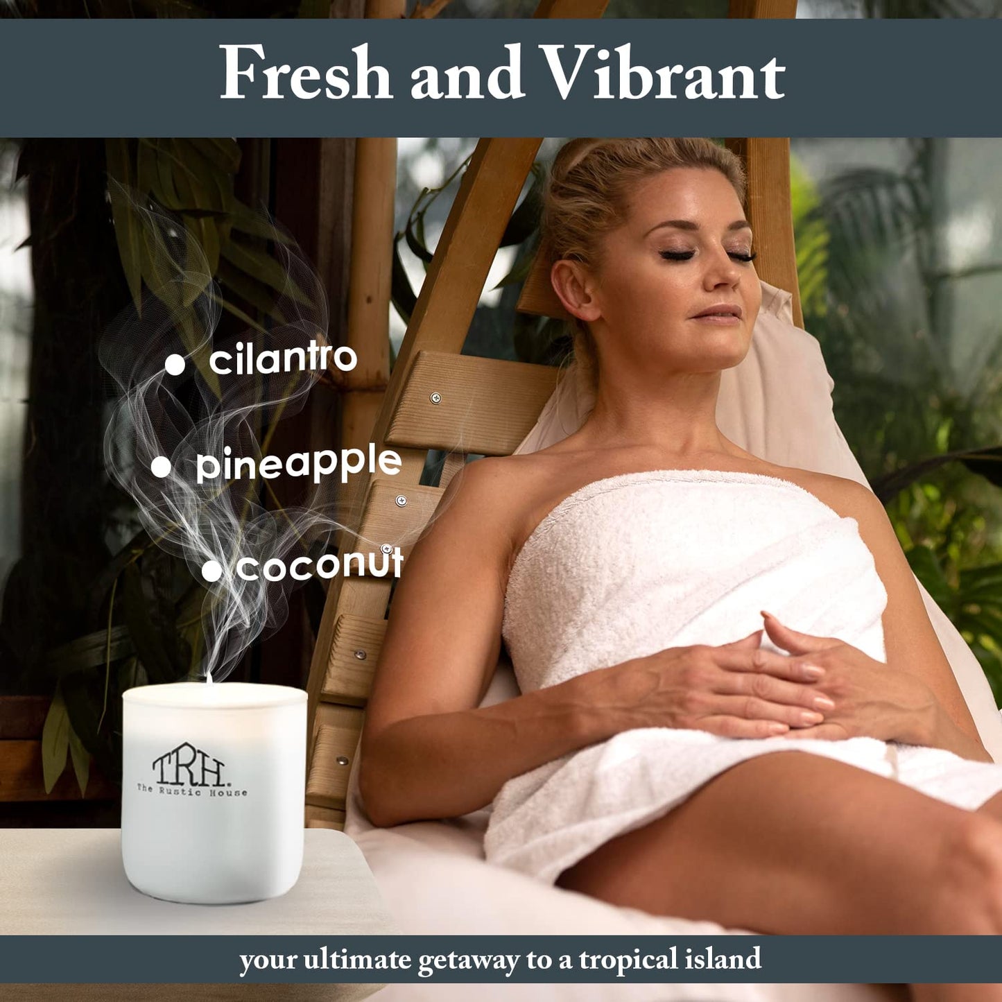 The Rustic House, Soy Candle, Pineapple + Cilantro - Long Burning, Non-Toxic, Wood Lid, Aesthetic Glass Jar