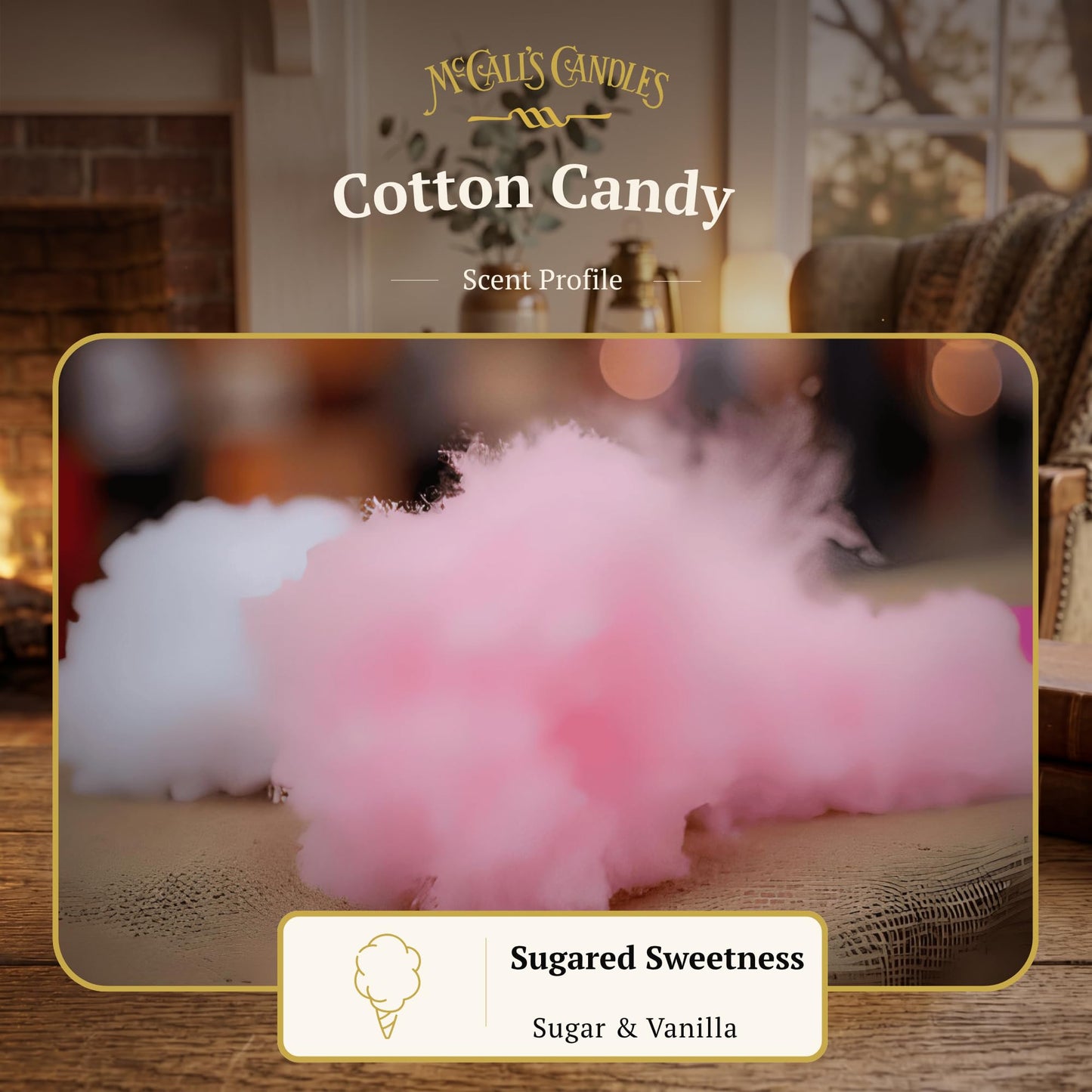 McCall’s Candles | Cotton Candy | 16 oz Scented Candle | USA-Poured | Vintage Rustic Jar with Carrying Handle | Sweet Whimsical Carnival Fragrance