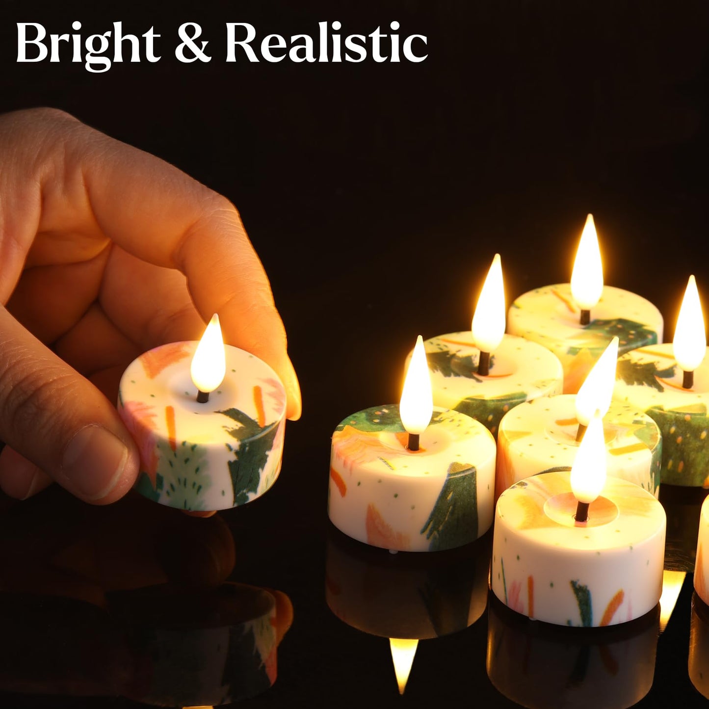 Eywamage Flameless Tealights with Remote Batteries, Realistic Flickering LED Tea Votive Candles Set of 12