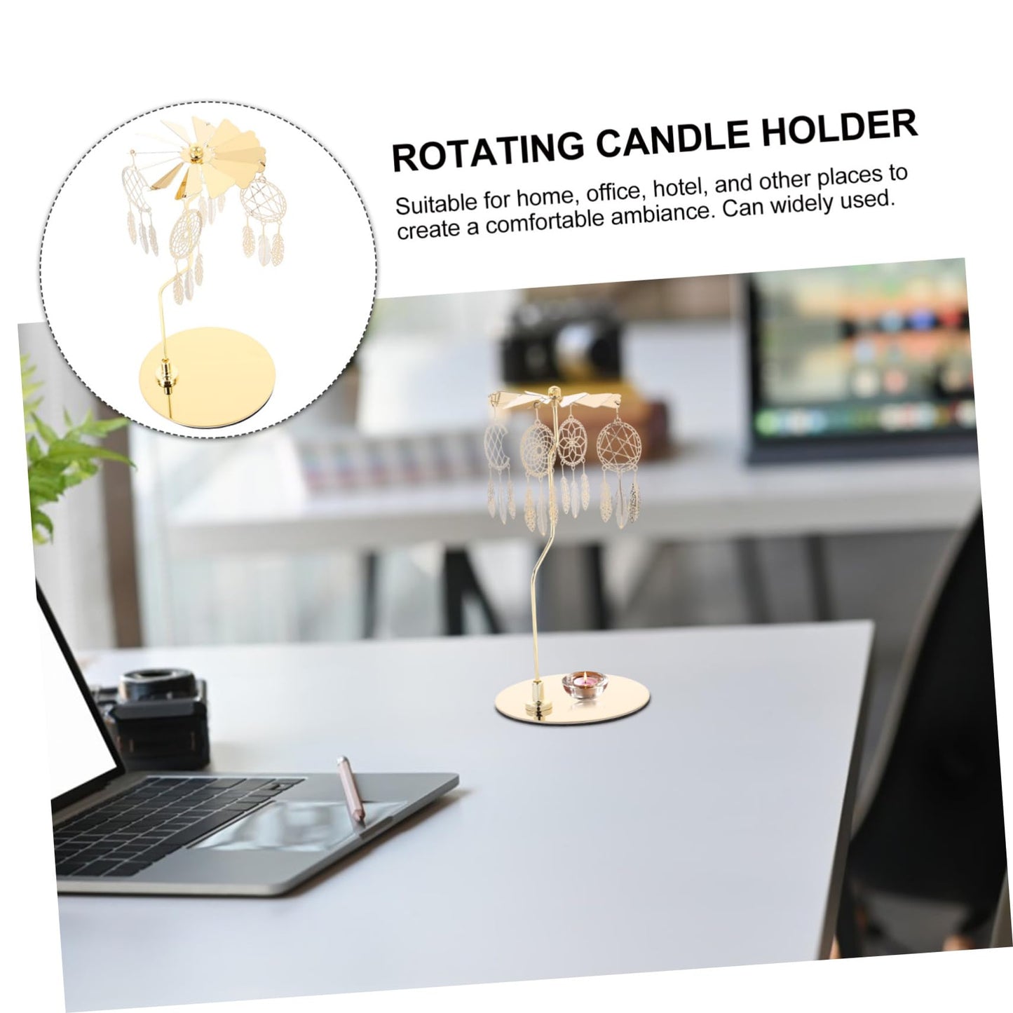 RORPOIR Sturdy Stainless Steel Aromatherapy Rotating Lantern Holder for Tea Light Candles Carousel Decorative Candlestick