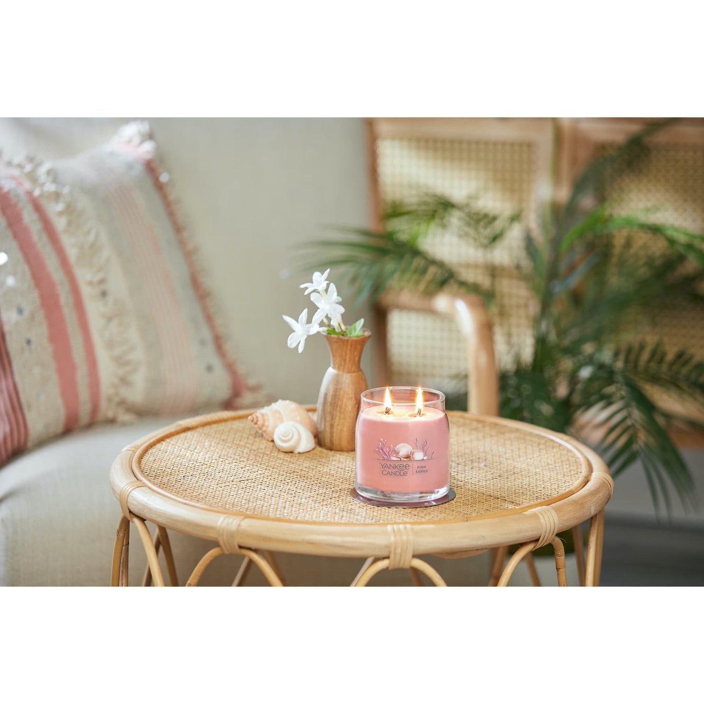 Yankee Candle Pink Sands Scented Signature 13oz Medium Jar 2-Wick Candle Over 35 Hours of Burn Time