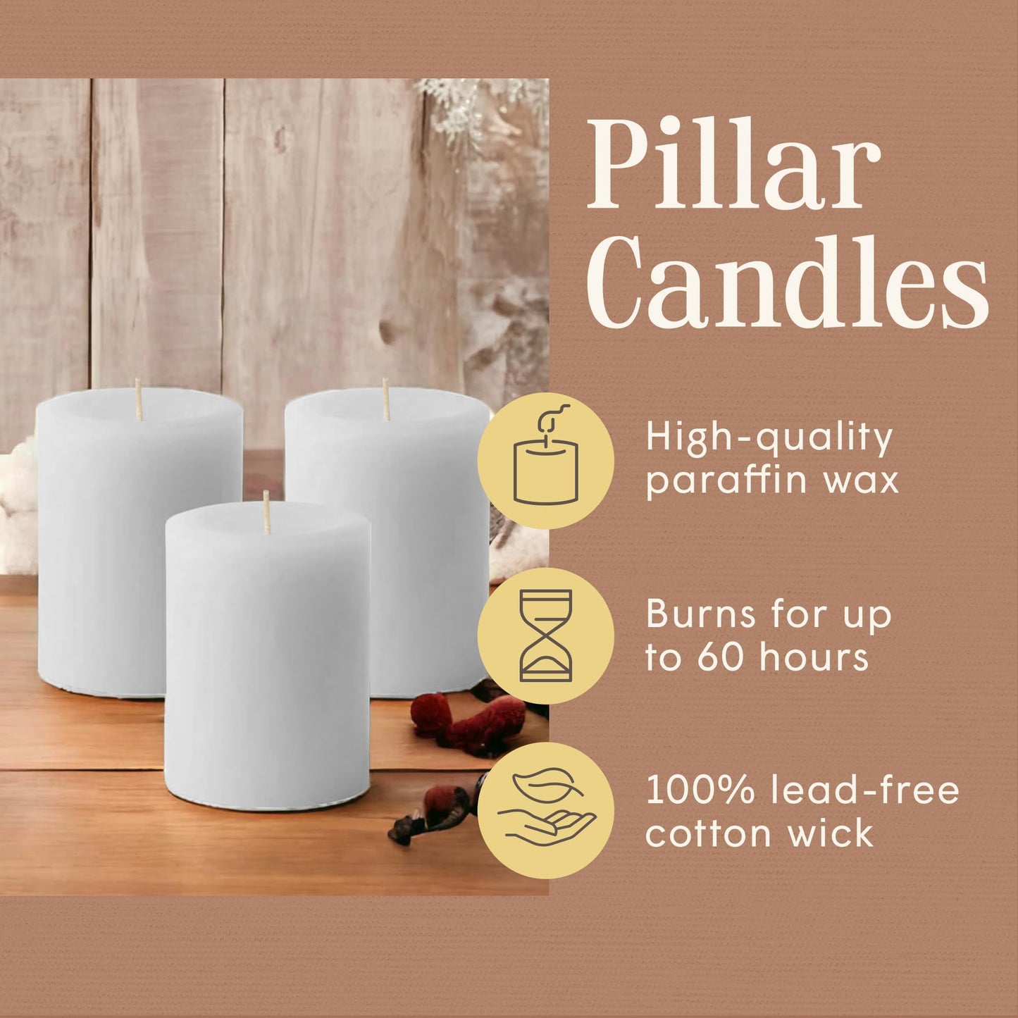 Mister Candle Citronella Candle, Ideal for Indoor & Outdoor Use, 4” x 6” Tall Pillar Candle, Hand Poured, Premium Wax & Dripless, 130 Hour Burn Time