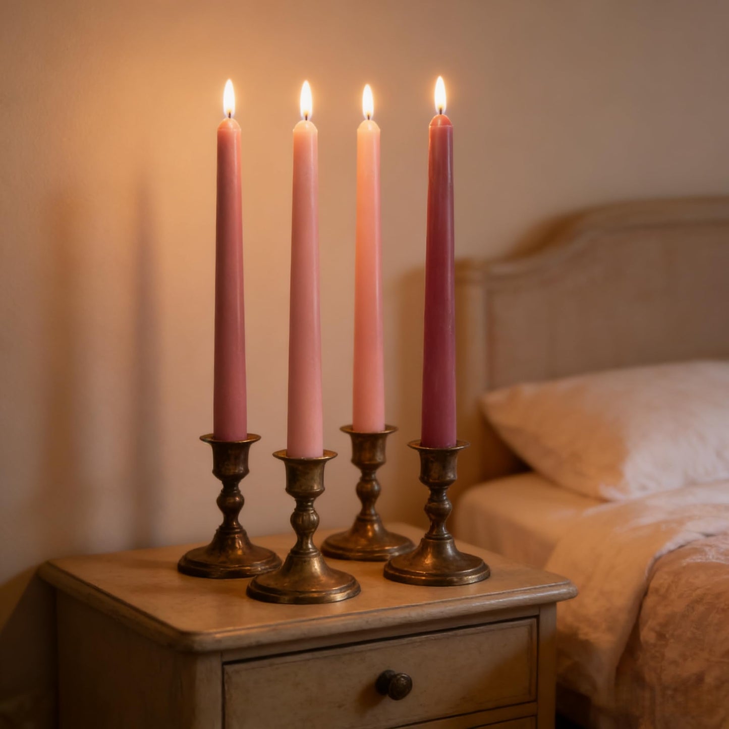 12-Pack Gradient Dusty Rose Taper Candles, 10 Inch Unscented Dripless Candlesticks, Long-Lasting Burn Time of 7-8 Hours, Perfect for Dinners Parties and Home Décor