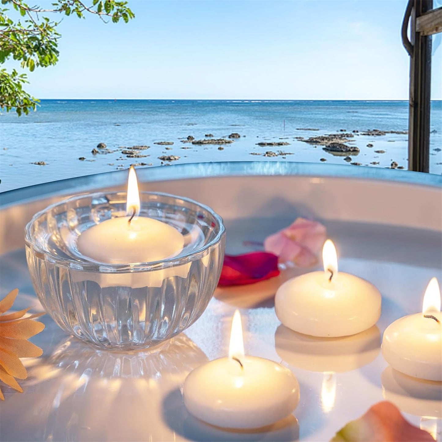 Unscented Floating Set of 10 – Versatile Wedding, Christmas, Spa Decor with Long-Lasting Burn Time Christmas Floating