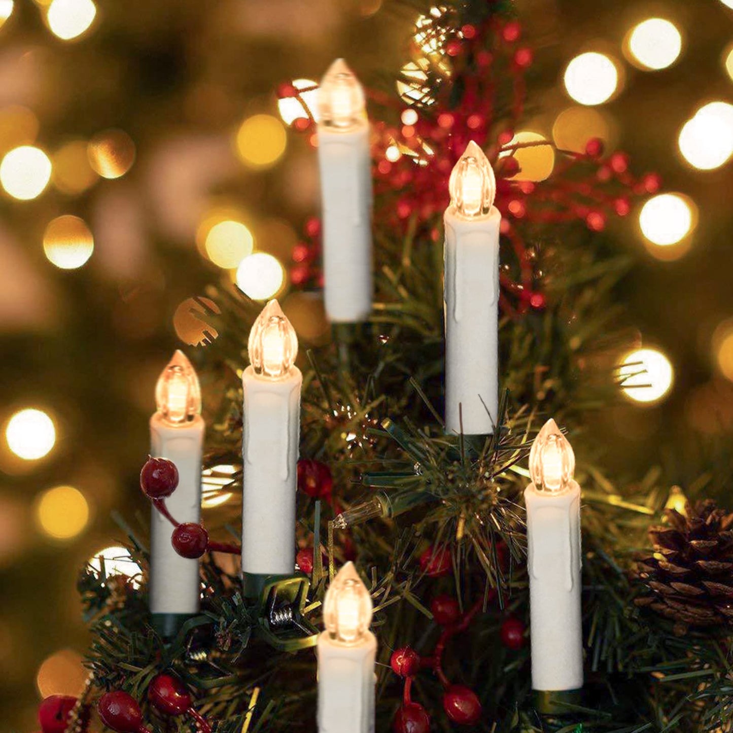 Longsuochuang 10 Pcs Window Candles with Remotes and Timer, Flickering LED Candles for Christmas Tree, Chandeliers, Party, Easter Decor, Warm White