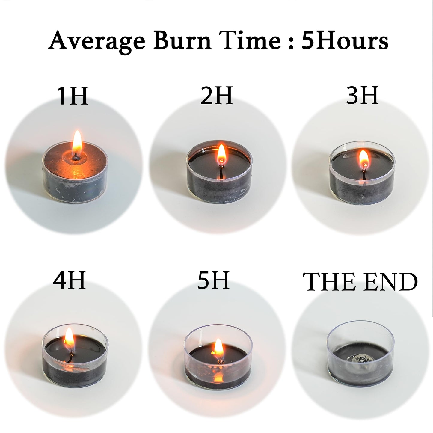 MUUFAZA 12 Unscented Natural Soy Tealight Candles in Clear Cups, 5H Long Clean Burning, Hand-Poured Black Mini Tea Candle Set for Parties, Spa, Meditation, Gift, Holiday, Emergency, Home Decor