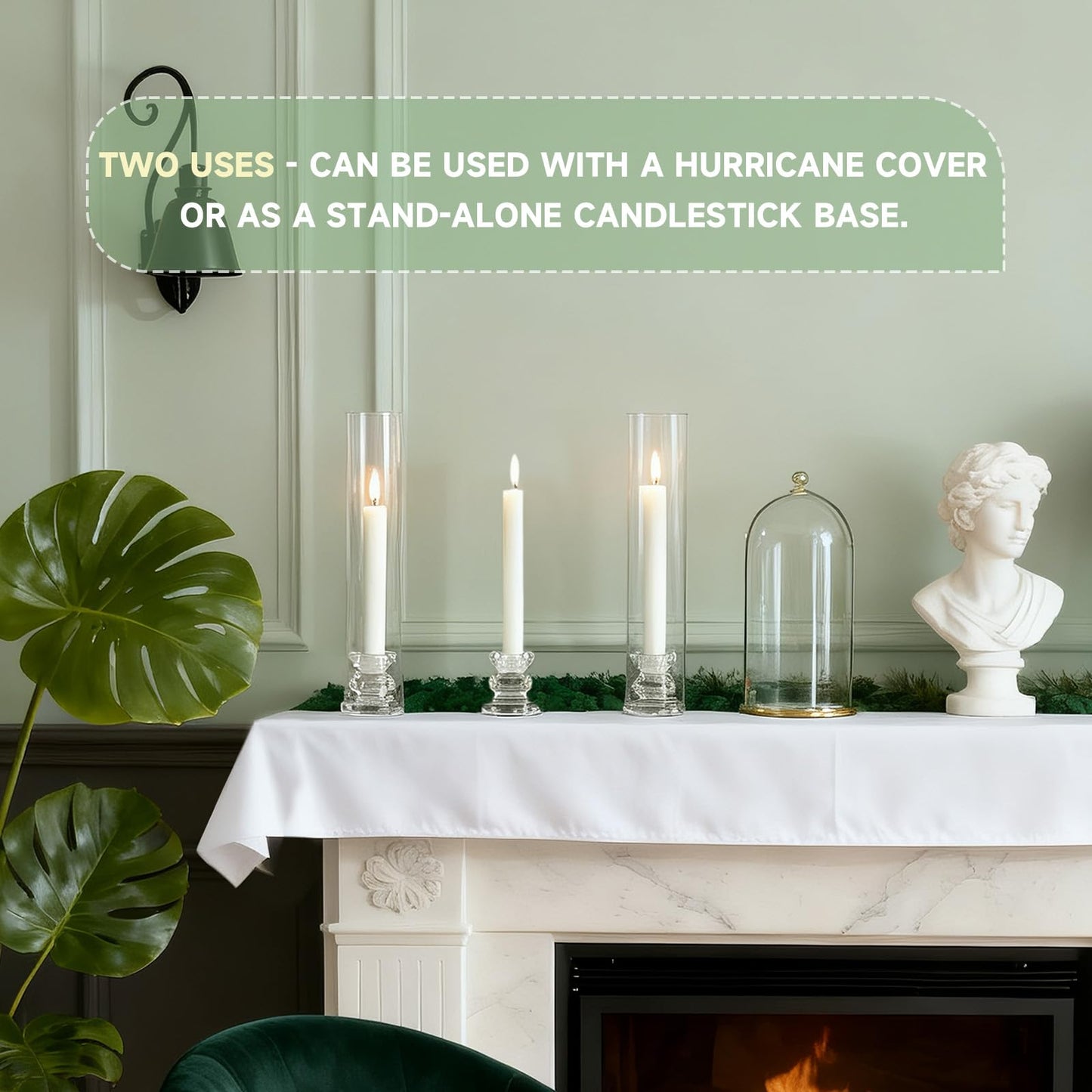 20 Pack Glass Hurricane Candle Holders 12.6" Open Ended Candlestick Holder Tubes Clear Bottomless Cylinders Suitable Taper LED Candles for Wedding Party Christmas Table Centerpiece Decor