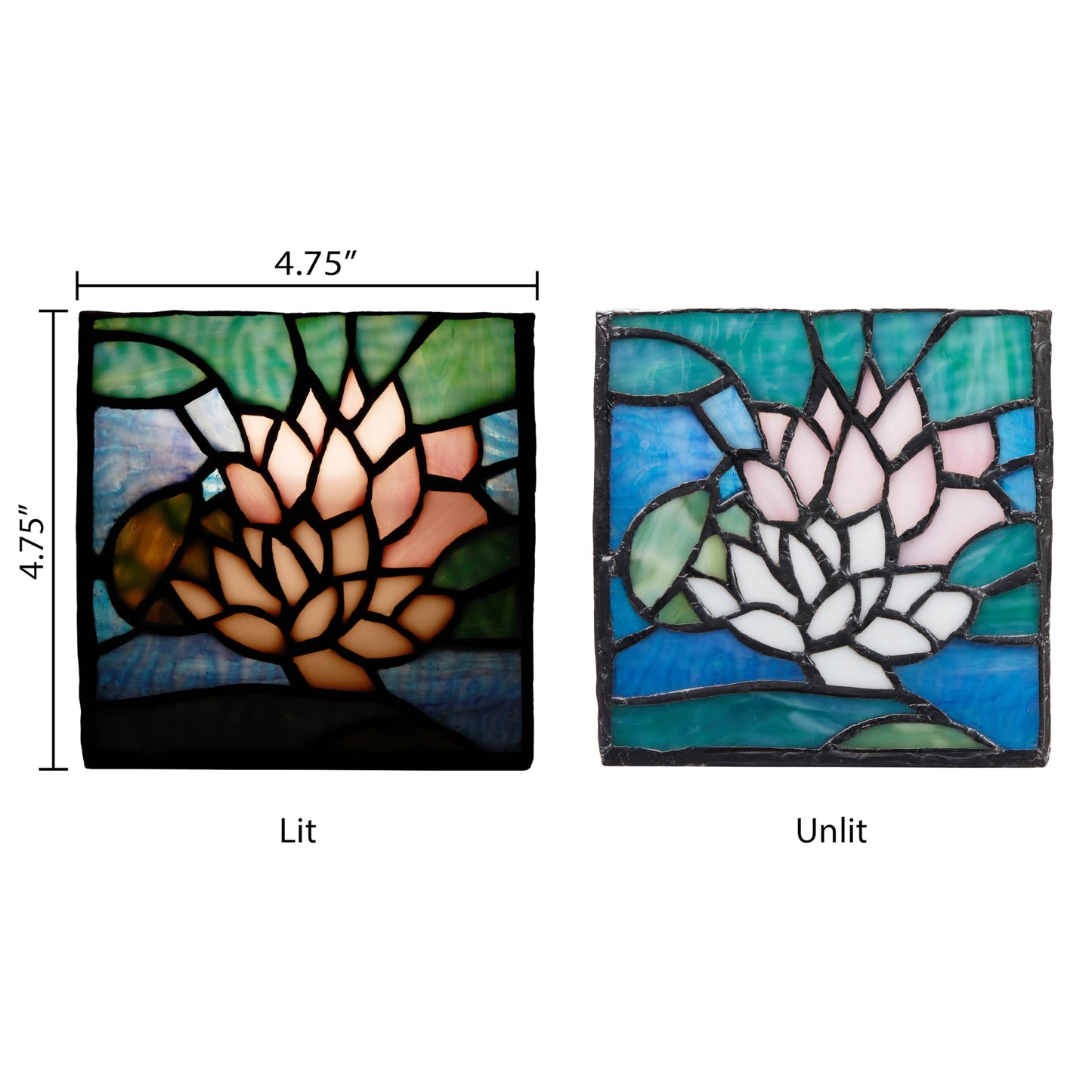 River of Goods 4.75" W Blue Pond Lily Stained Glass Candle Holder