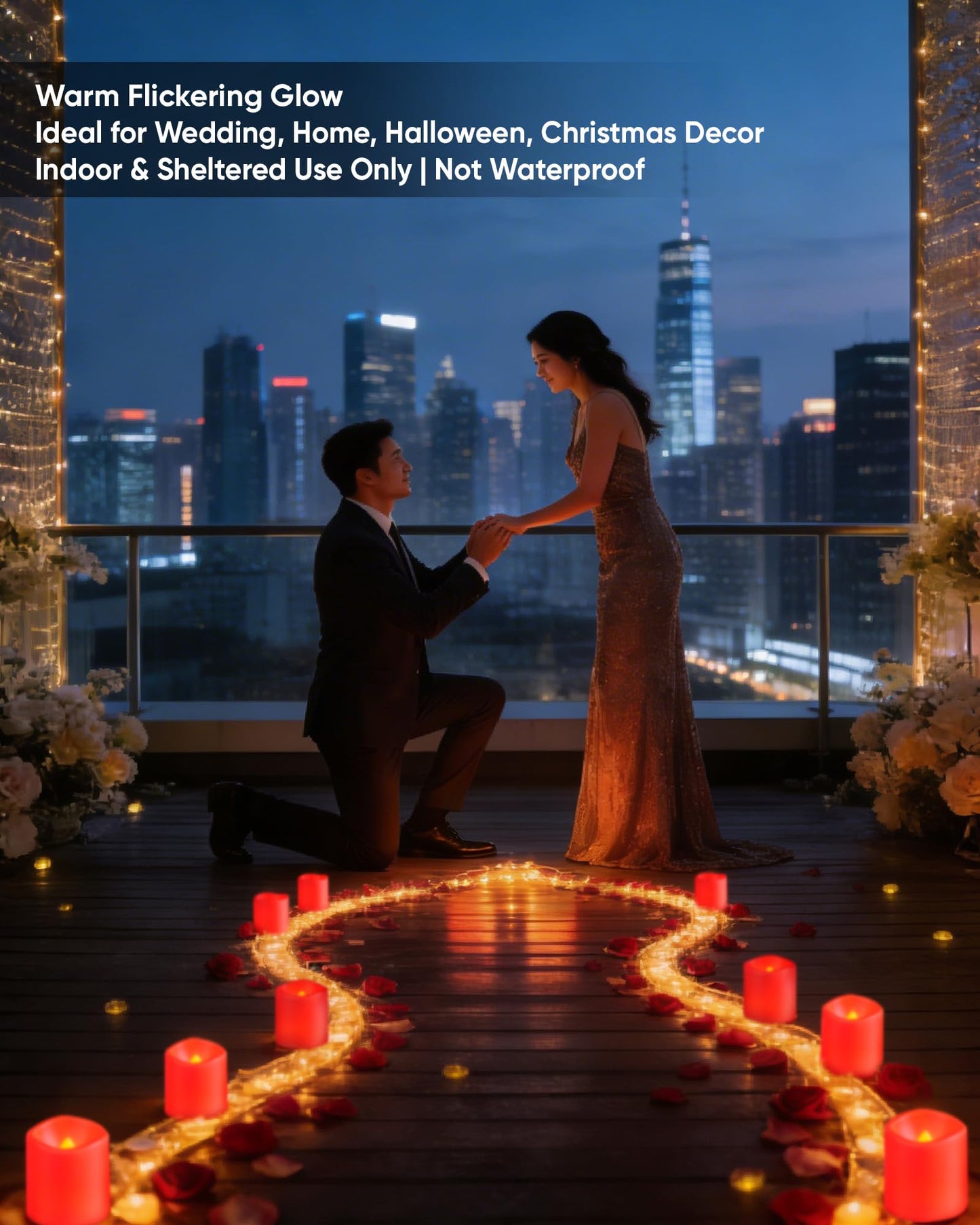 Homemory 24Pack Red Flickering Flameless Votive Candles, 200+Hour Electric Fake Candles, Battery Operated LED Tealight for Wedding, Outdoor, Table, Festival (Warm White,Battery Included)