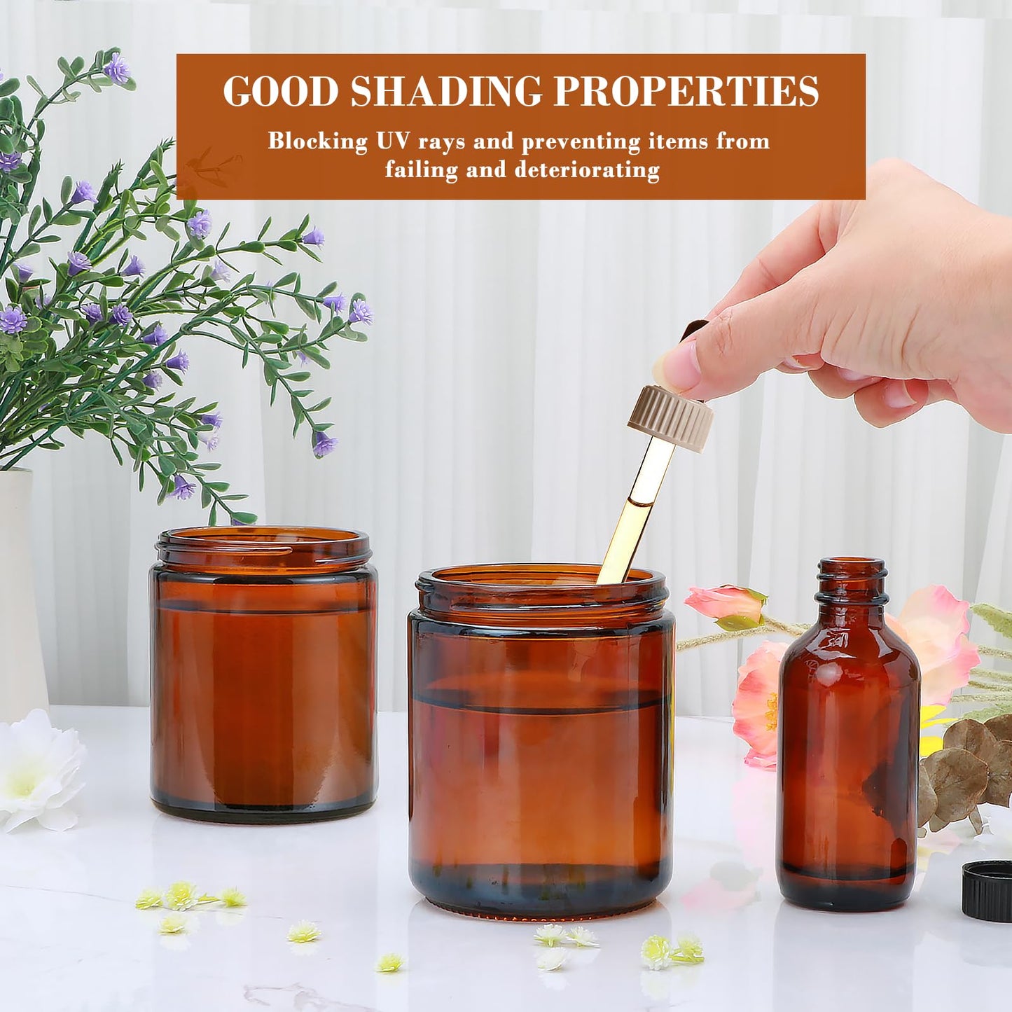 Salzesfalls 16 Pack Dark Amber Candle Jars for Making Candles,8 oz Glass Jars with Lids,Candle Jars with 16 Metal lids,Canning Jars For Candles,Spice,Powder,Liquid,Sample