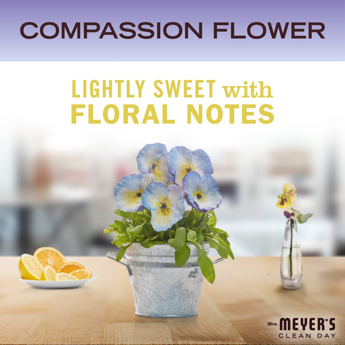 MRS. MEYER'S CLEAN DAY Soy Aromatherapy Candle, 35 Hour Burn Time, Made with Soy Wax and Essential Oils, Compassion Flower, 7.2 oz - Pack of 2