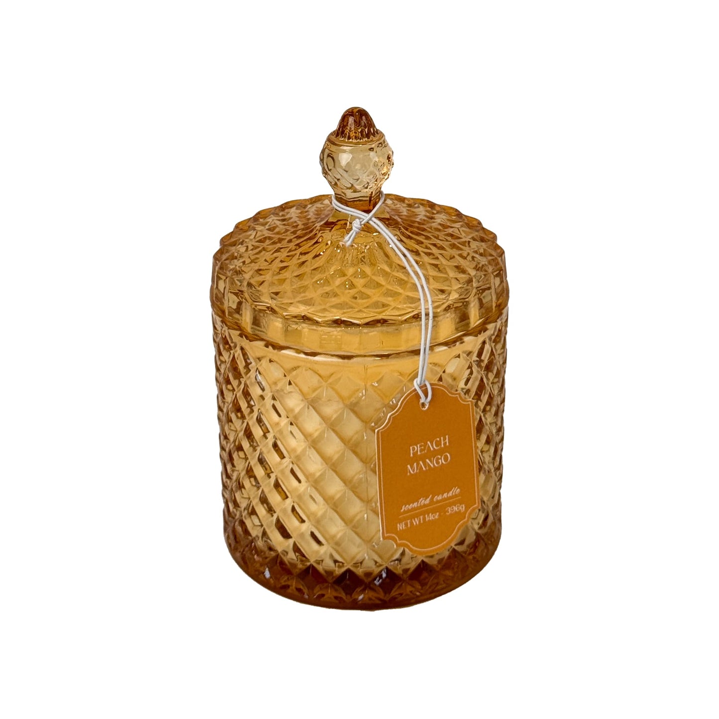 Peach Mango Scented Candle 14oz Glass Jar with Lid – CW Studio Tropical Fruit Aroma – Summer Hostess Gift, Father's Day, Birthday & Housewarming Gift for Women – 40-50 Hour Burn
