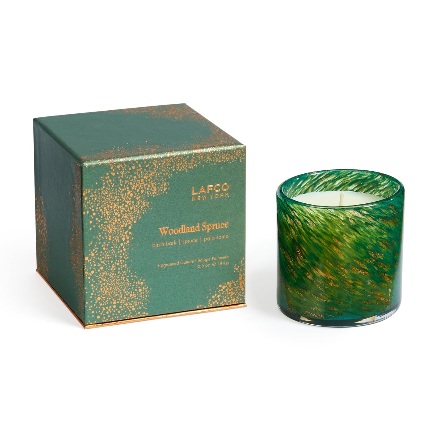 LAFCO New York Holiday Classic Candle, Woodland Spruce - 6.5 oz - 50-Hour Burn Time - Reusable, Hand Blown Glass Vessel - Made in The USA