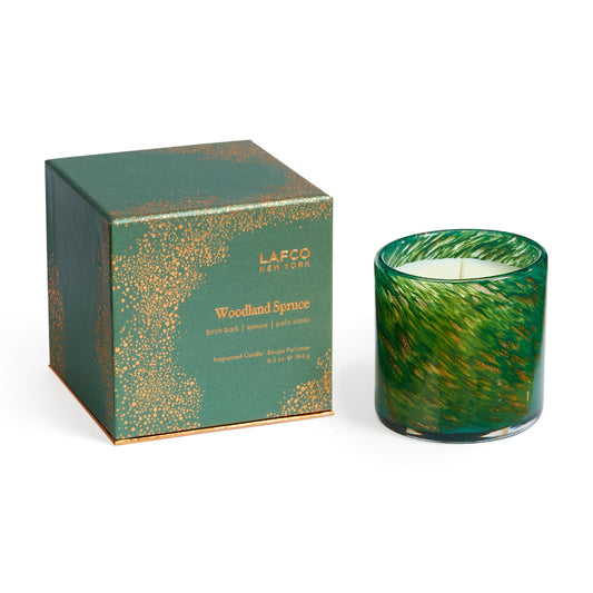 LAFCO New York Holiday Classic Candle, Woodland Spruce - 6.5 oz - 50-Hour Burn Time - Reusable, Hand Blown Glass Vessel - Made in The USA