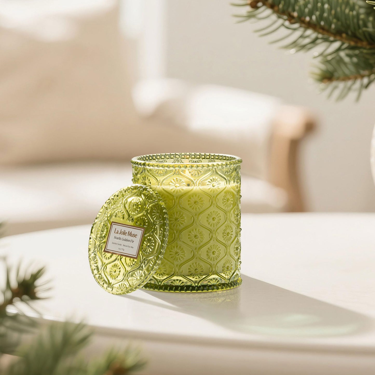 LA JOLIE MUSE Christmas Scented Candle Duo | 2×6 oz | Pomegranate & Pine & Ruby Berry Bliss | Evergreen, Berries, Festive | Holiday Vegan Soy Candles | Gift for Home Décor