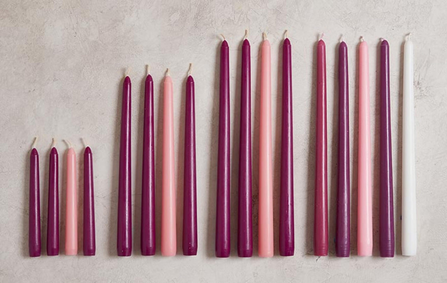 Avalon Gallery Advent Candle Set - Traditional Pink and Purple Candles for Christmas & Easter Holidays, 5-Count, 12" Tapers