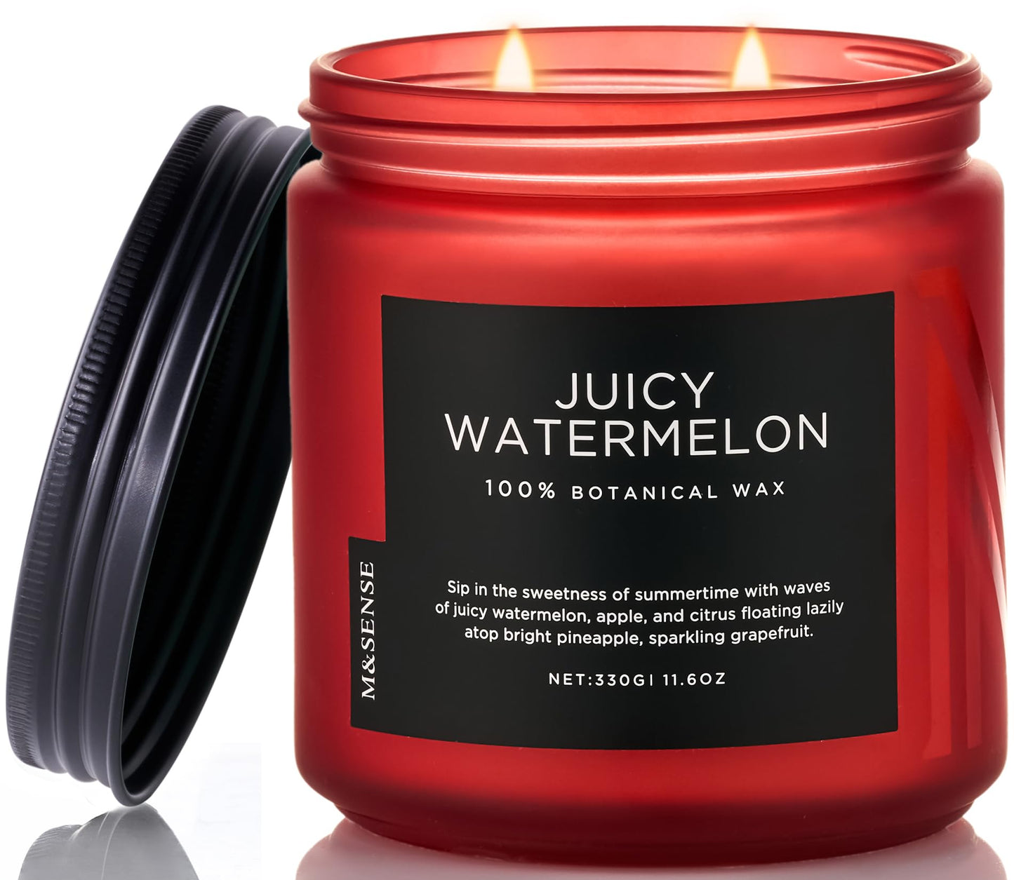 M&SENSE Juicy Watermelon Scented Candle - 11.6oz Clean Non Toxic Natural Soy Wax 70-Hour Burn Long Lasting Candle, 2-Wick Fruit Scent for Home Decor & Housewarming Gifts - Fragrance for Women & Men