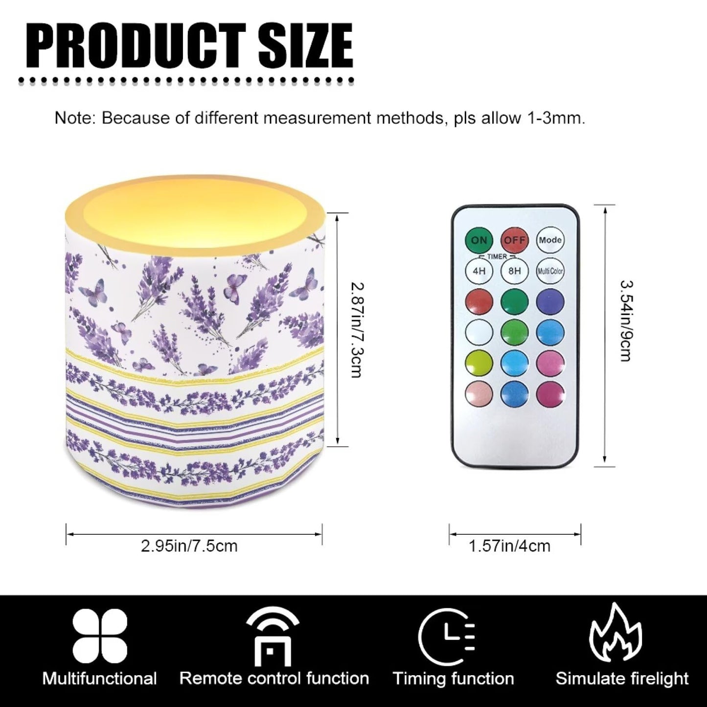 Cozeyat Lavender LED Candles Set of 4 Battery Powered Flameless with Remote Timer Dancing Flame Waterproof for Home Garden Patio Table