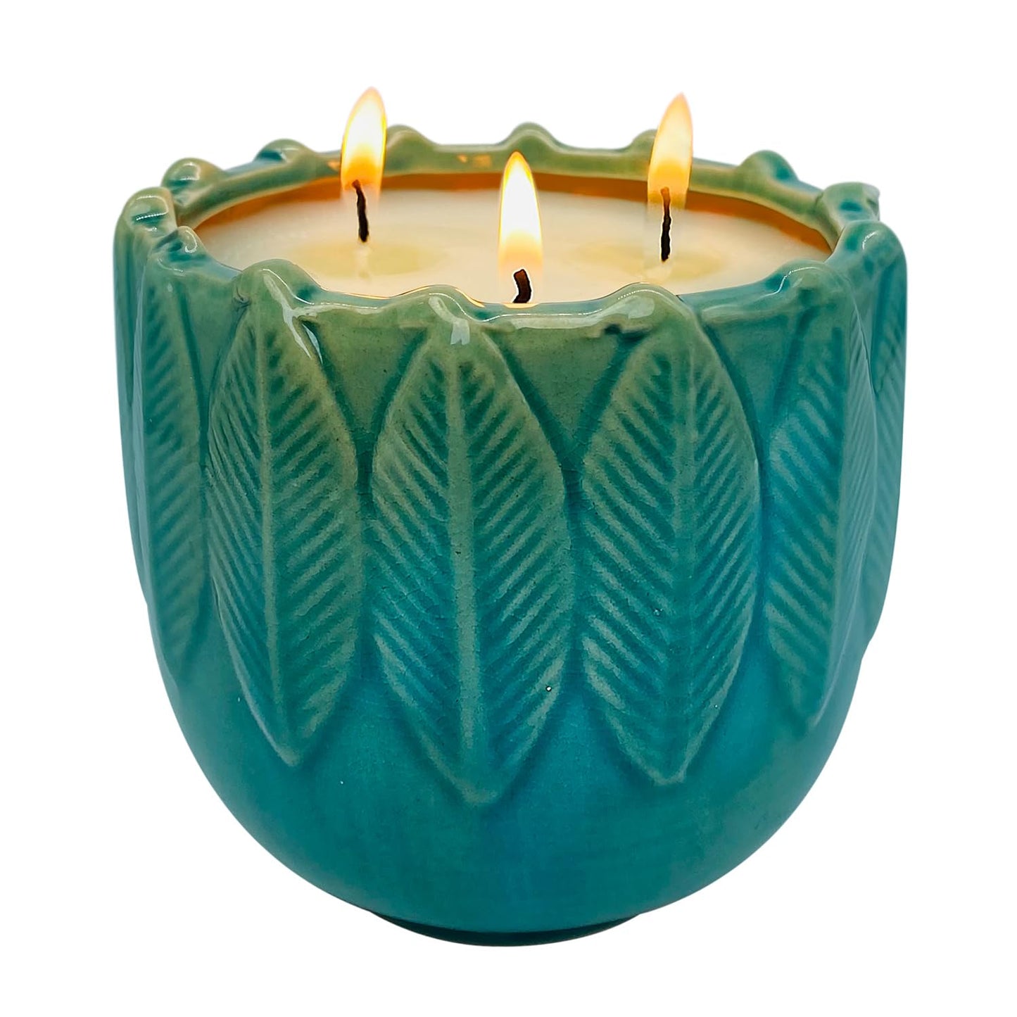 Citronella Candle Outdoor, 20oz 3-Wick Large Exquisite Ceramic Citronella Candle, Natural Essential Oils & Soy Wax Scented Candle, Indoor Outdoor Ambiance Enhancing Centerpiece Candles