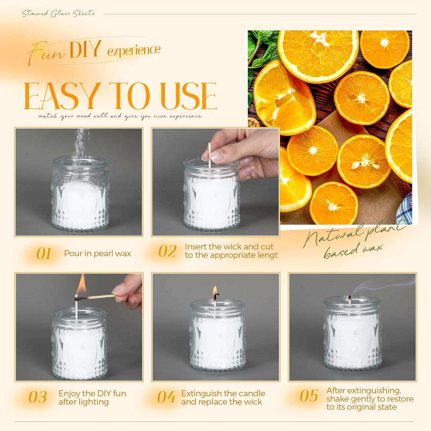 MTLEE Pearled Candle 4.4 Lb/70oz Graduation Gifts 2026 Orange Scented Sand Candle Kit Include 100 Wicks, Bow Gift Box, Spoon Reusable Pearled Wax for DIY Kit Birthday Gift Housewarming Home Decor