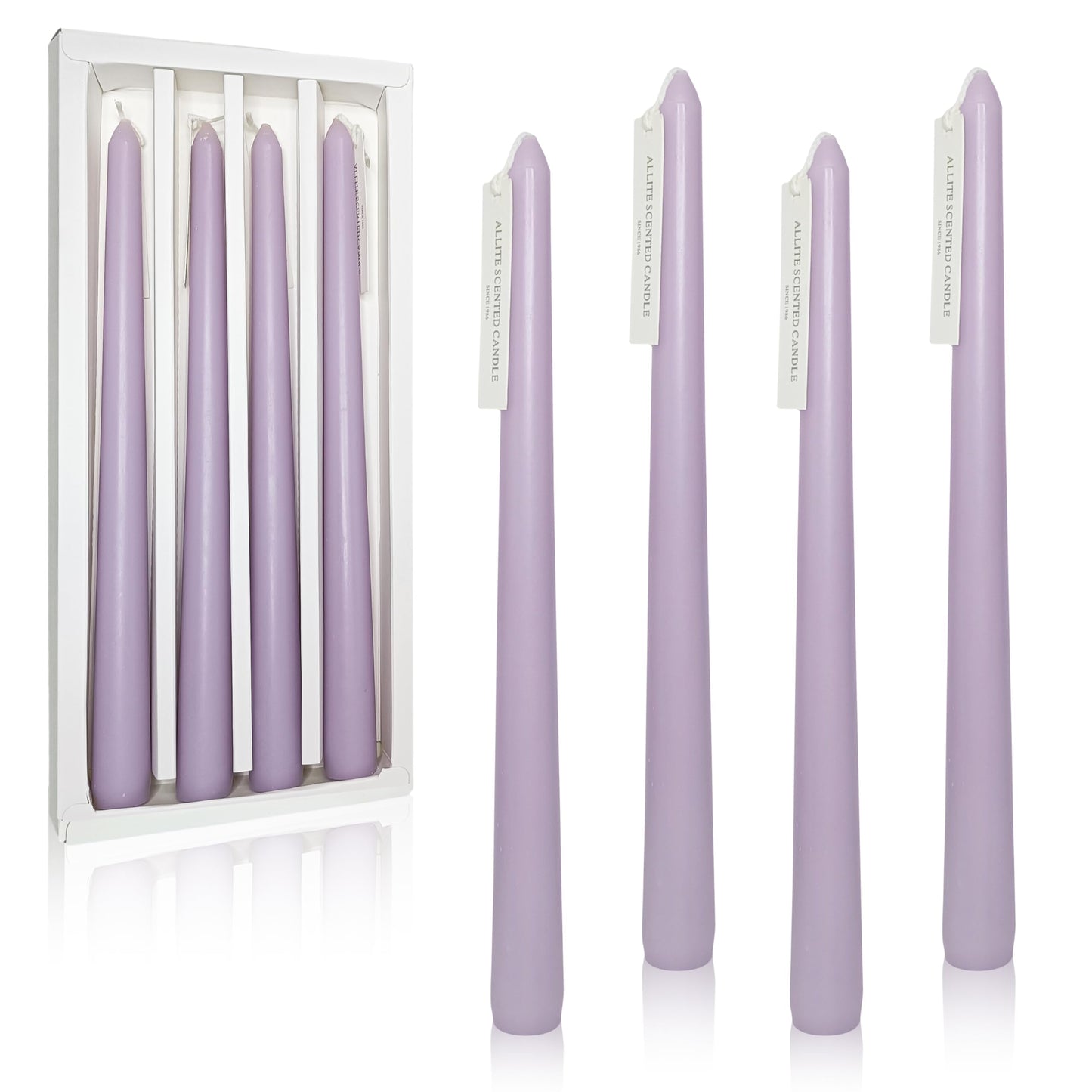 Dripless Handmade Purple Taper Candlesticks Lavender Scented Long Lasting Burn Smokeless Aromatherapy Candles 10 Inch Elegant Tall Candles for Home Décor Women's Gift